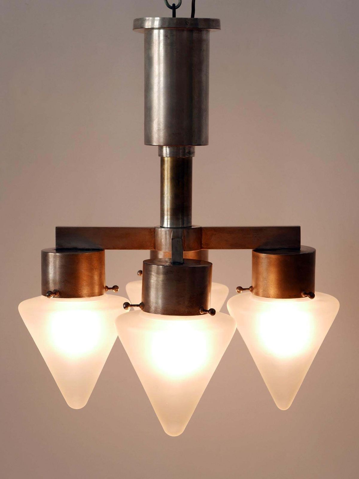 Lighting Elegant Four Flamed Art Deco Chandelier Or Ceiling Lamp Germany 1930s photo