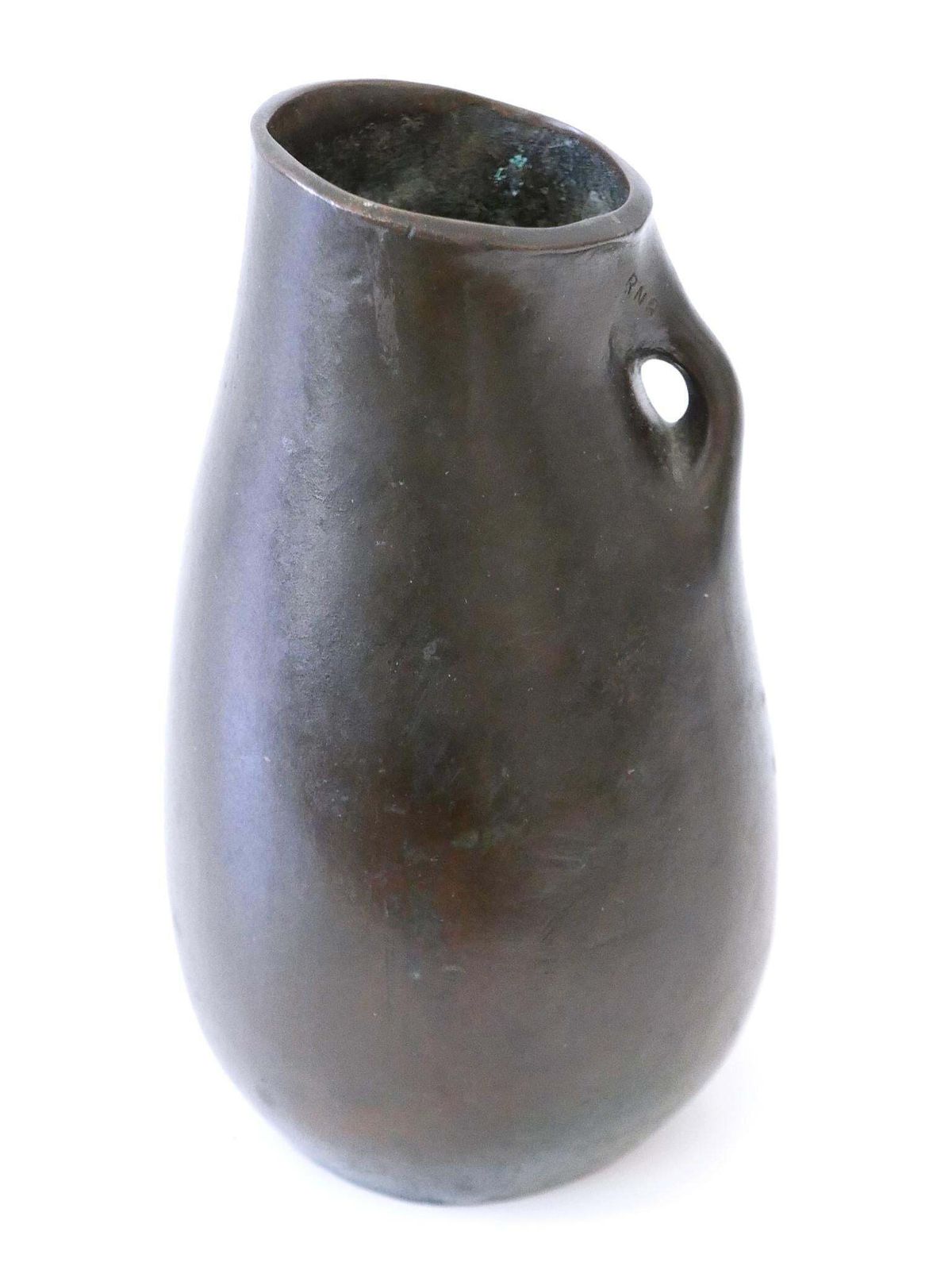 photo vintage Rare And Elegant Mid Century Modern Bronze Vase Germany 1960s Signed: Rnr