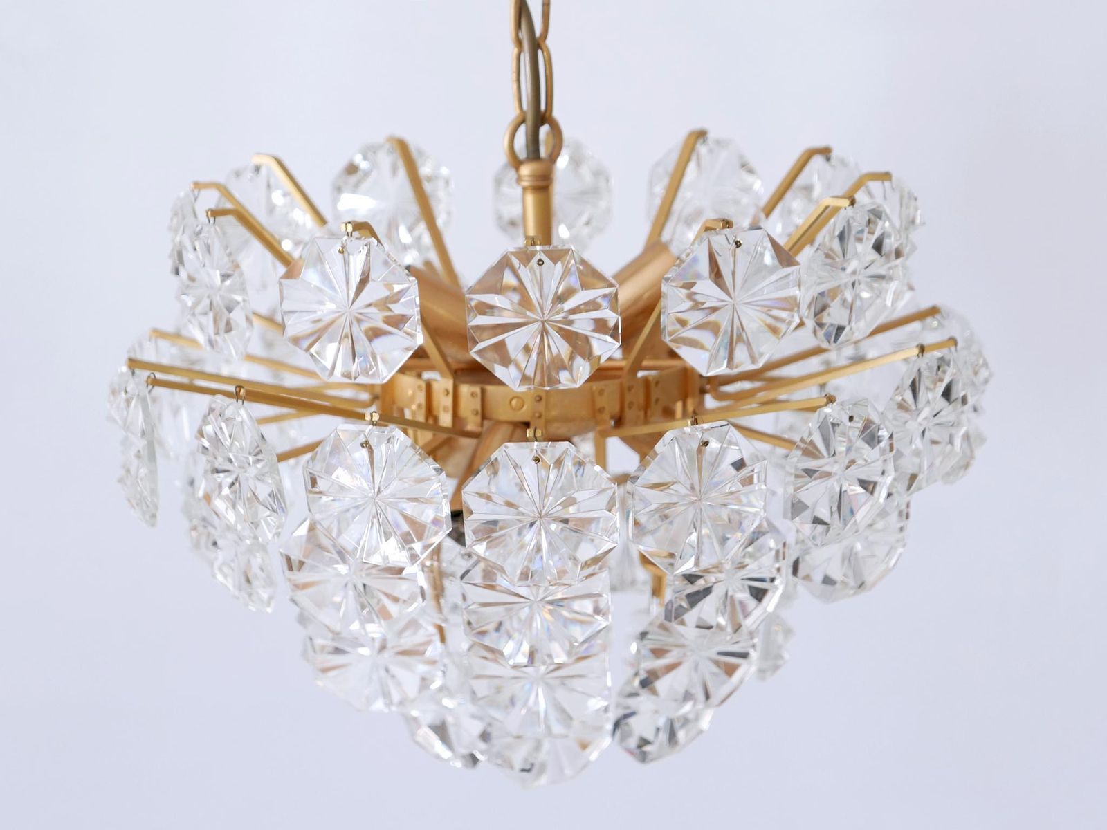 Elegant Mid Century Modern Crystal Chandelier By Christoph Palme Germany 1970s photo vinterior