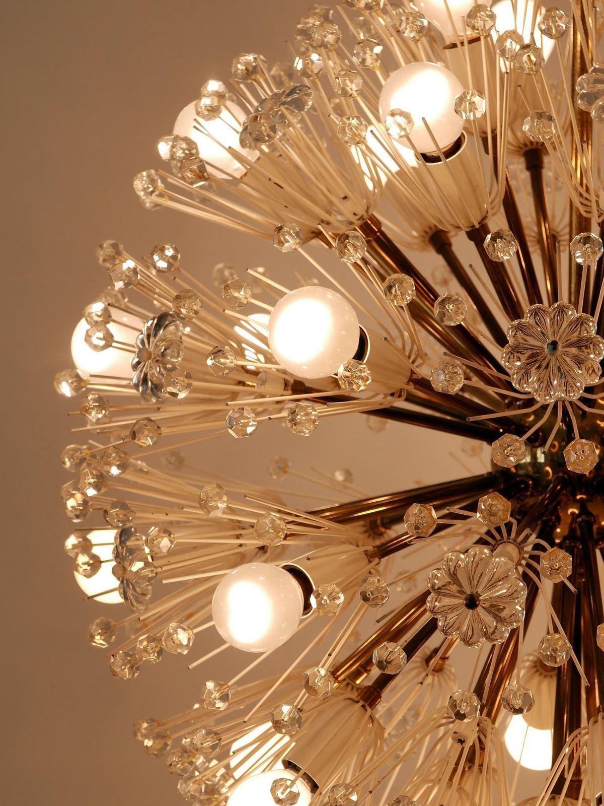 5751.0 Large 33 Lights Chandelier Dandelion By Emil Stejnar For Rupert Nikoll 1950s photo