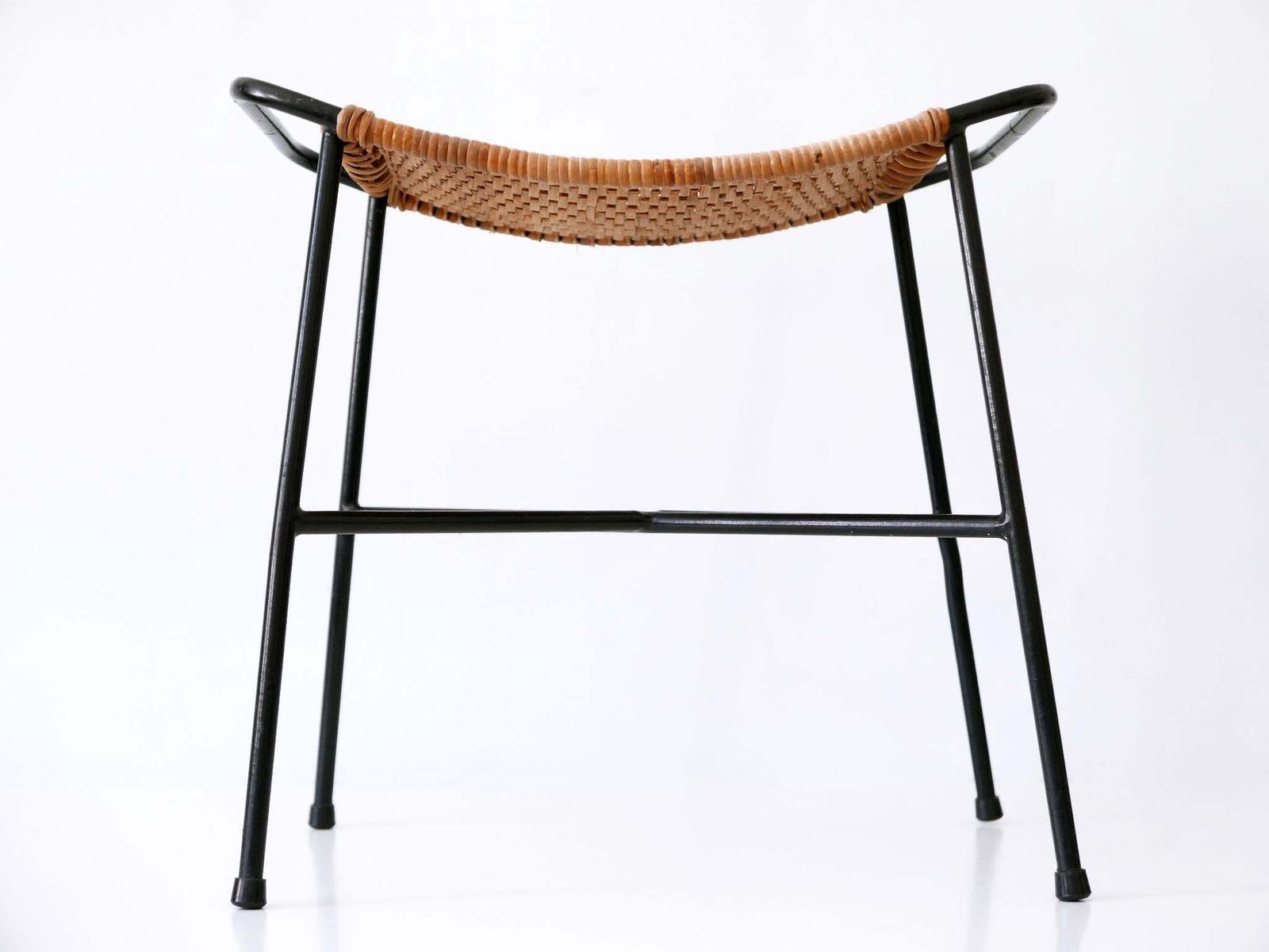 photo for sale Set Of Two Lovely Mid Century Modern Rattan Stools Germany 1960s