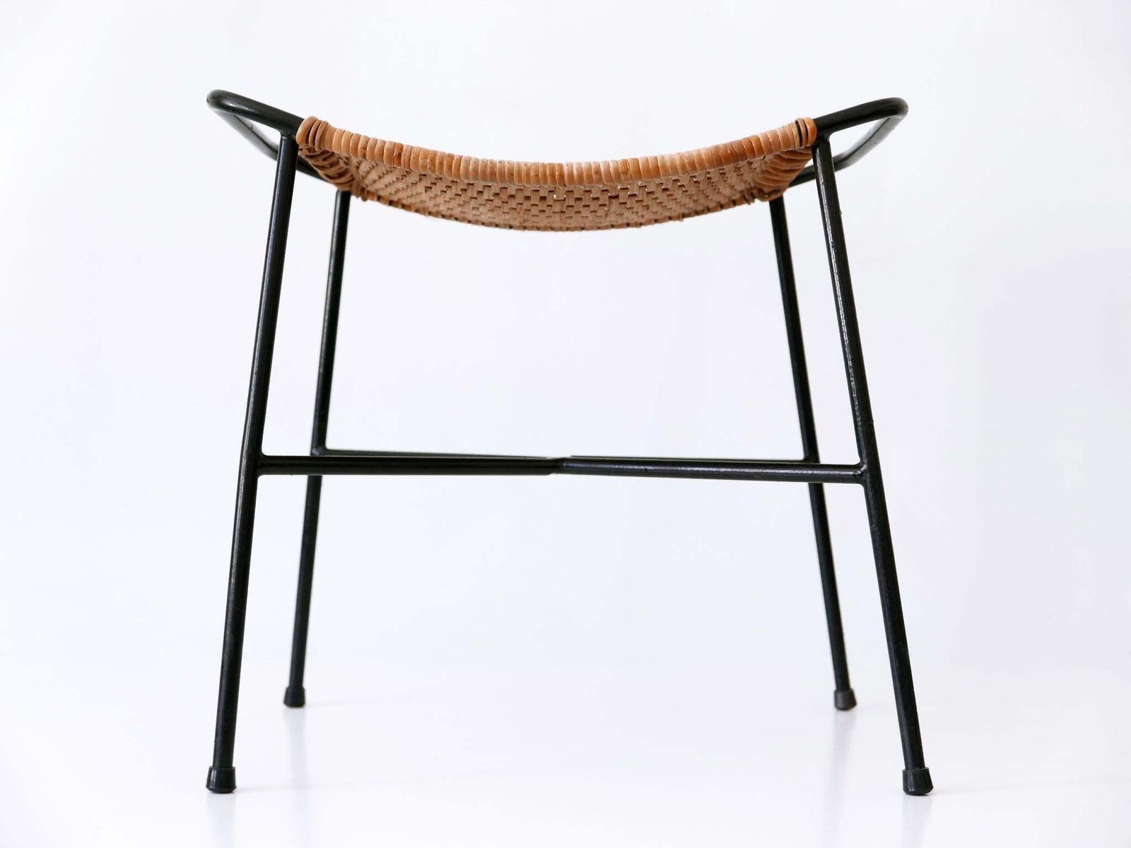 Furniture Set Of Two Lovely Mid Century Modern Rattan Stools Germany 1960s photo