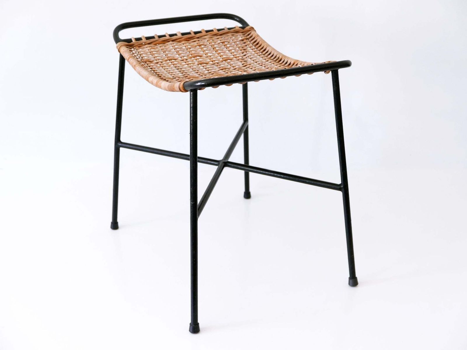 photo vintage Set Of Two Lovely Mid Century Modern Rattan Stools Germany 1960s