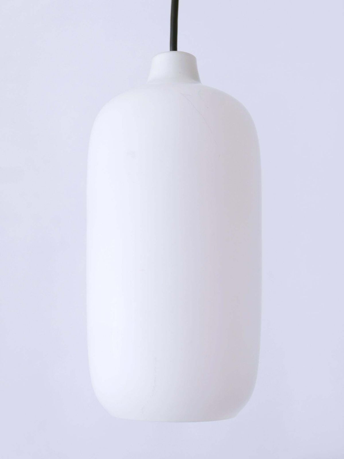 photo for sale Set Of Two Elegant Scandinavian Opaline Glass Pendant Lamps 1960s