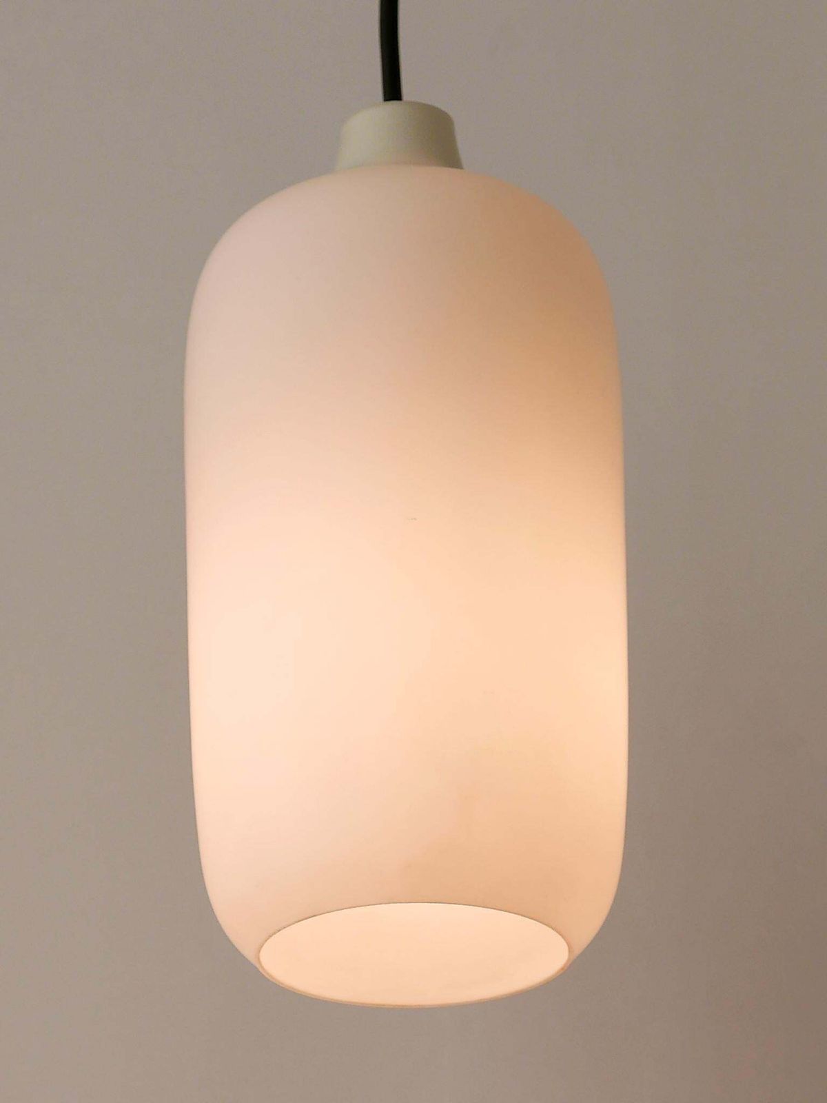 Lighting Set Of Two Elegant Scandinavian Opaline Glass Pendant Lamps 1960s photo