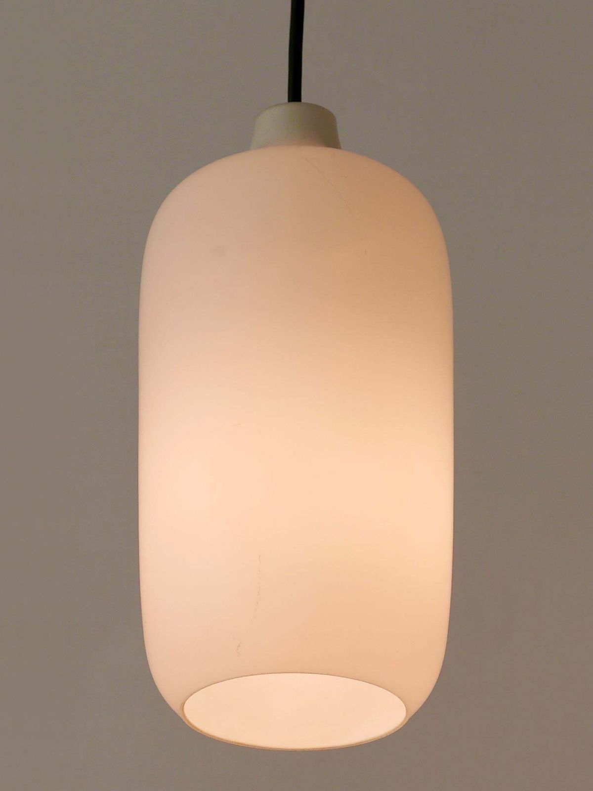 photo vinterior Set Of Two Elegant Scandinavian Opaline Glass Pendant Lamps 1960s