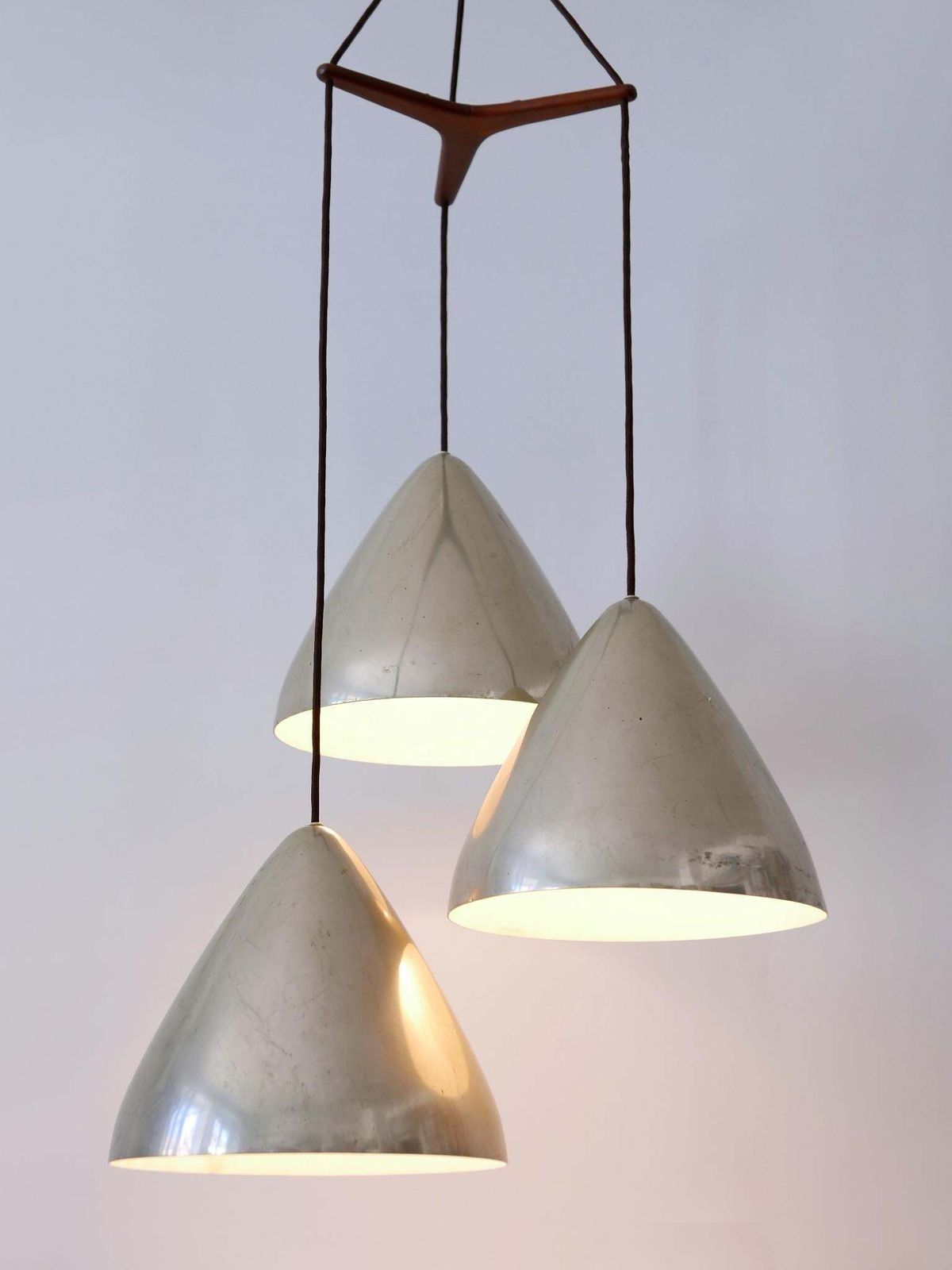 photo for sale Elegant Cascading Pendant Lamp By Lisa Johansson Pape For Orno Finland 1960s