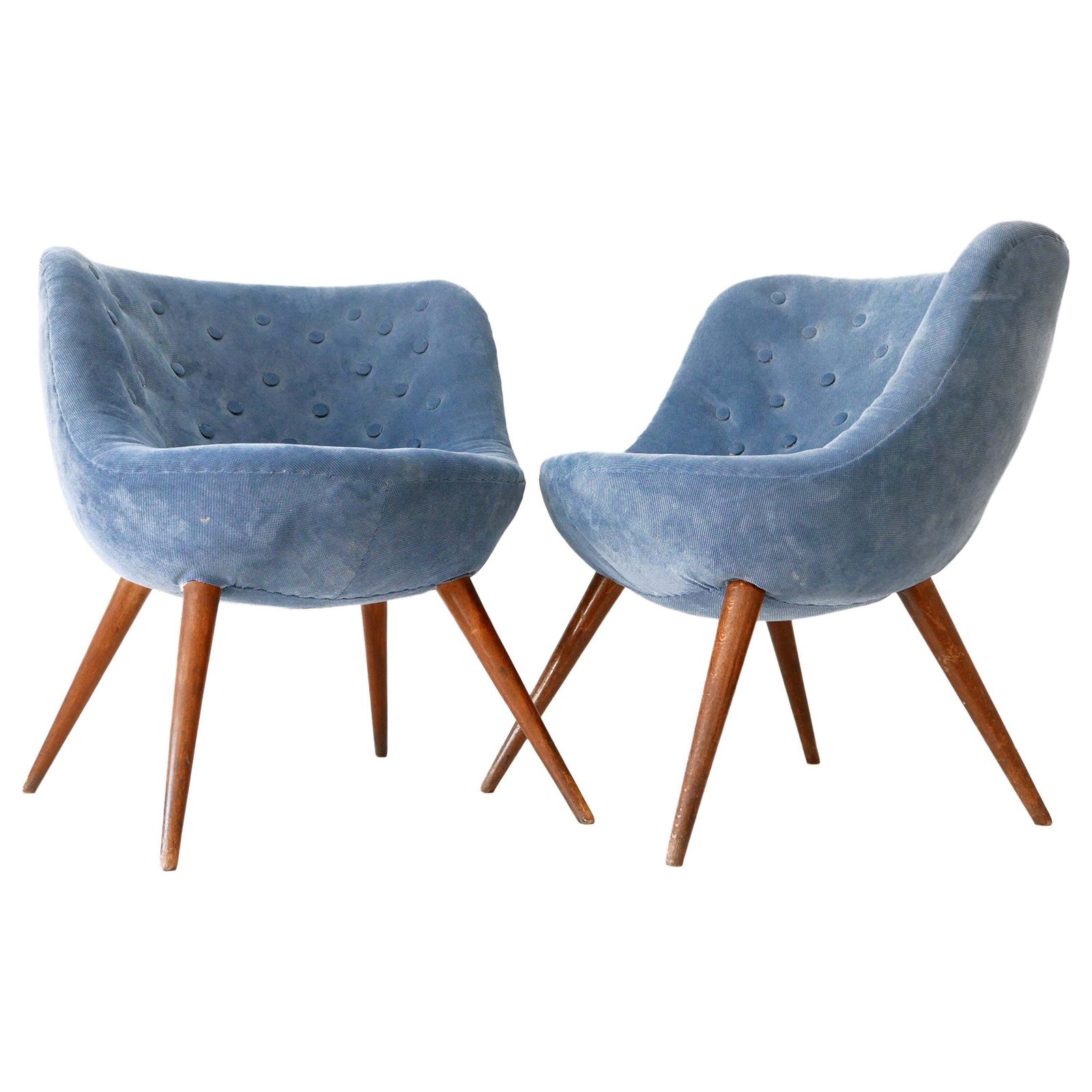 Set Of Two Rare Mid Century Easy Chairs By Fritz Neth For Correcta Germany 1950s