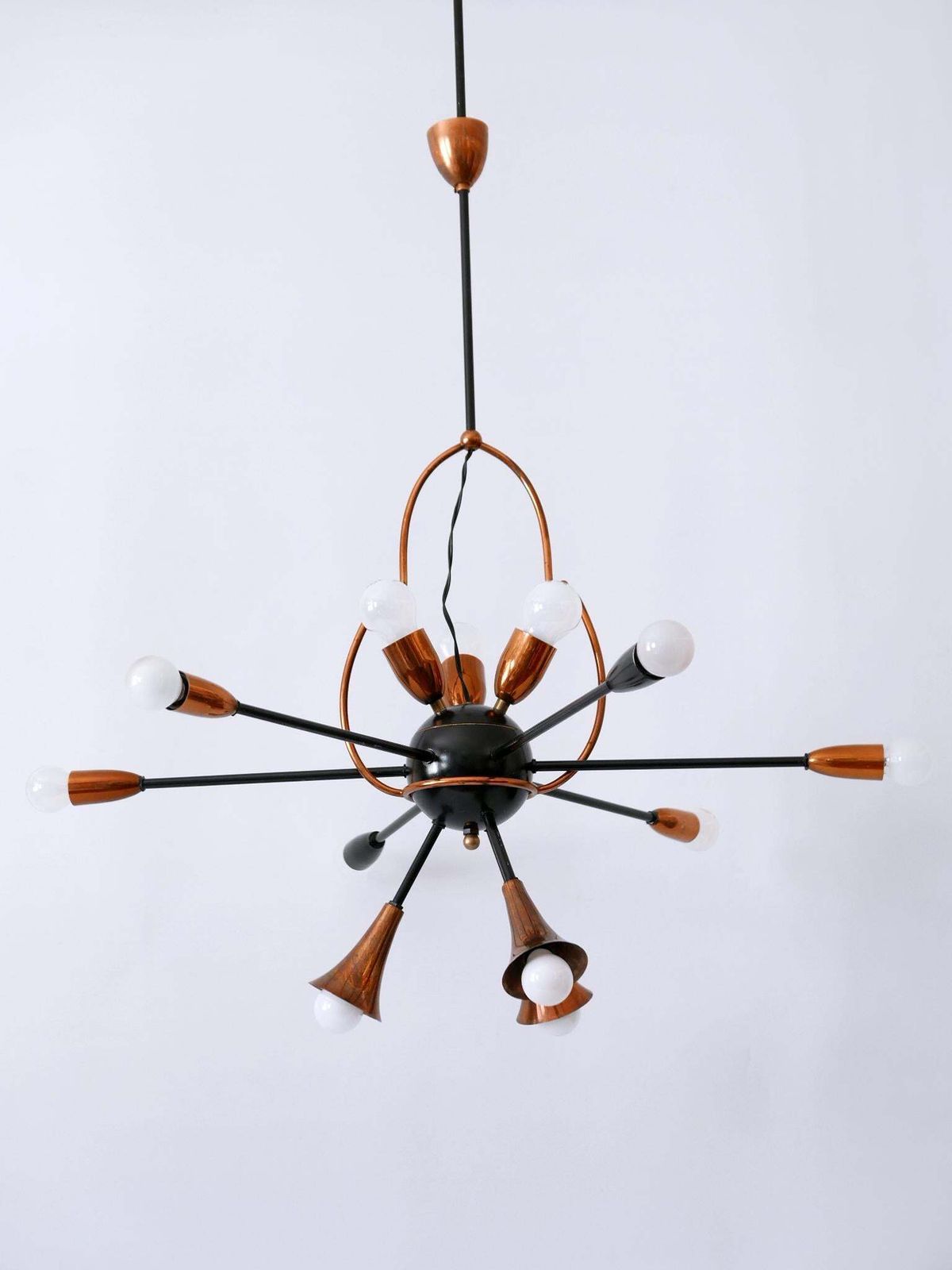 Exceptional Twelve Flamed Sputnik Chandelier Or Pendant Lamp Austria 1950s photo for sale