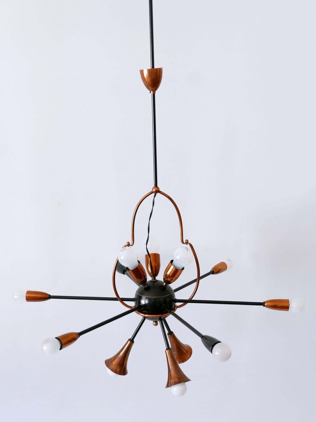 Exceptional Twelve Flamed Sputnik Chandelier Or Pendant Lamp Austria 1950s photo 7742.0
