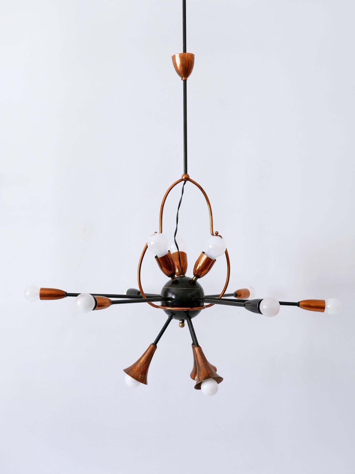 Exceptional Twelve Flamed Sputnik Chandelier Or Pendant Lamp Austria 1950s photo buy