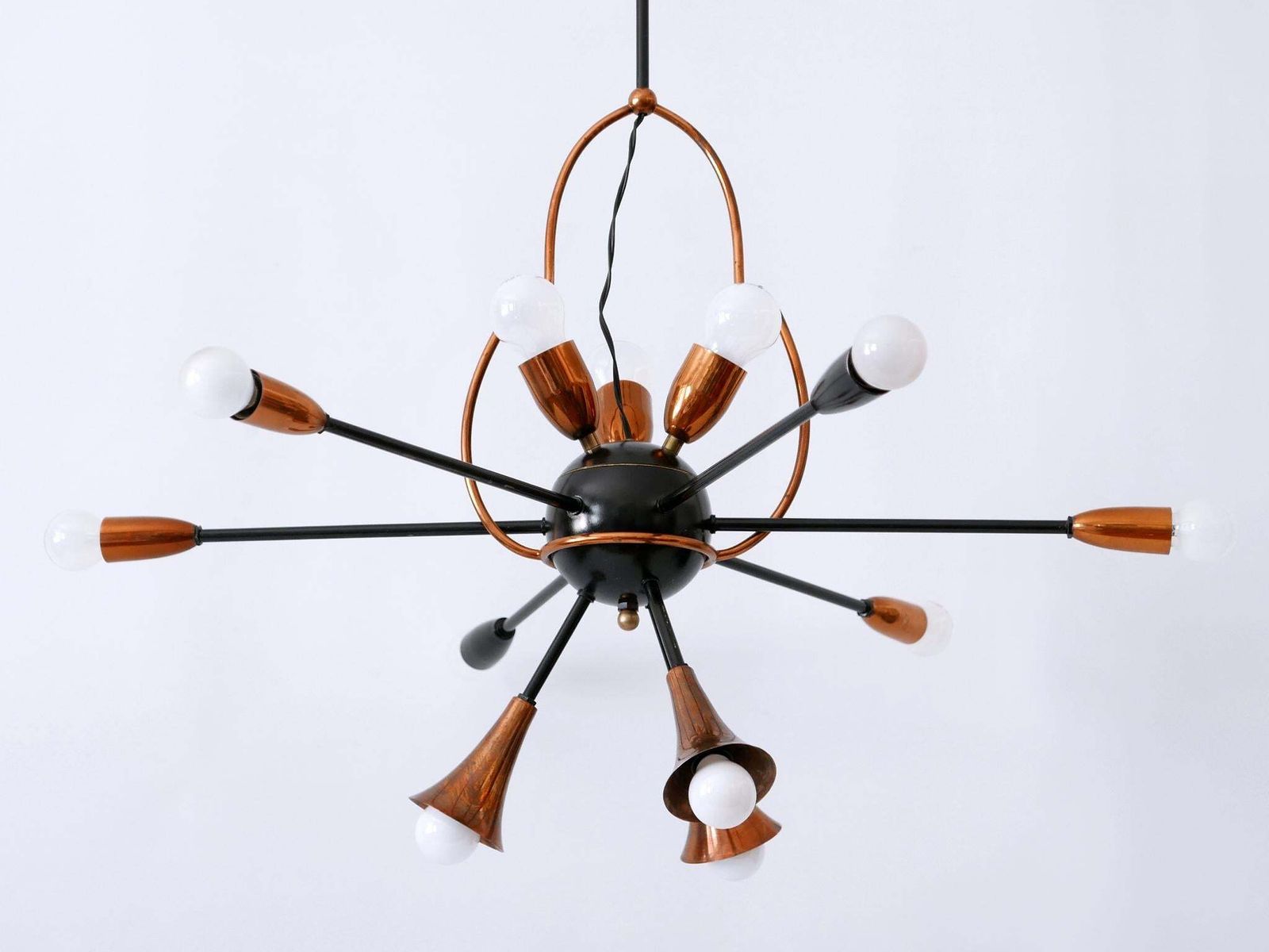 Lighting Exceptional Twelve Flamed Sputnik Chandelier Or Pendant Lamp Austria 1950s photo