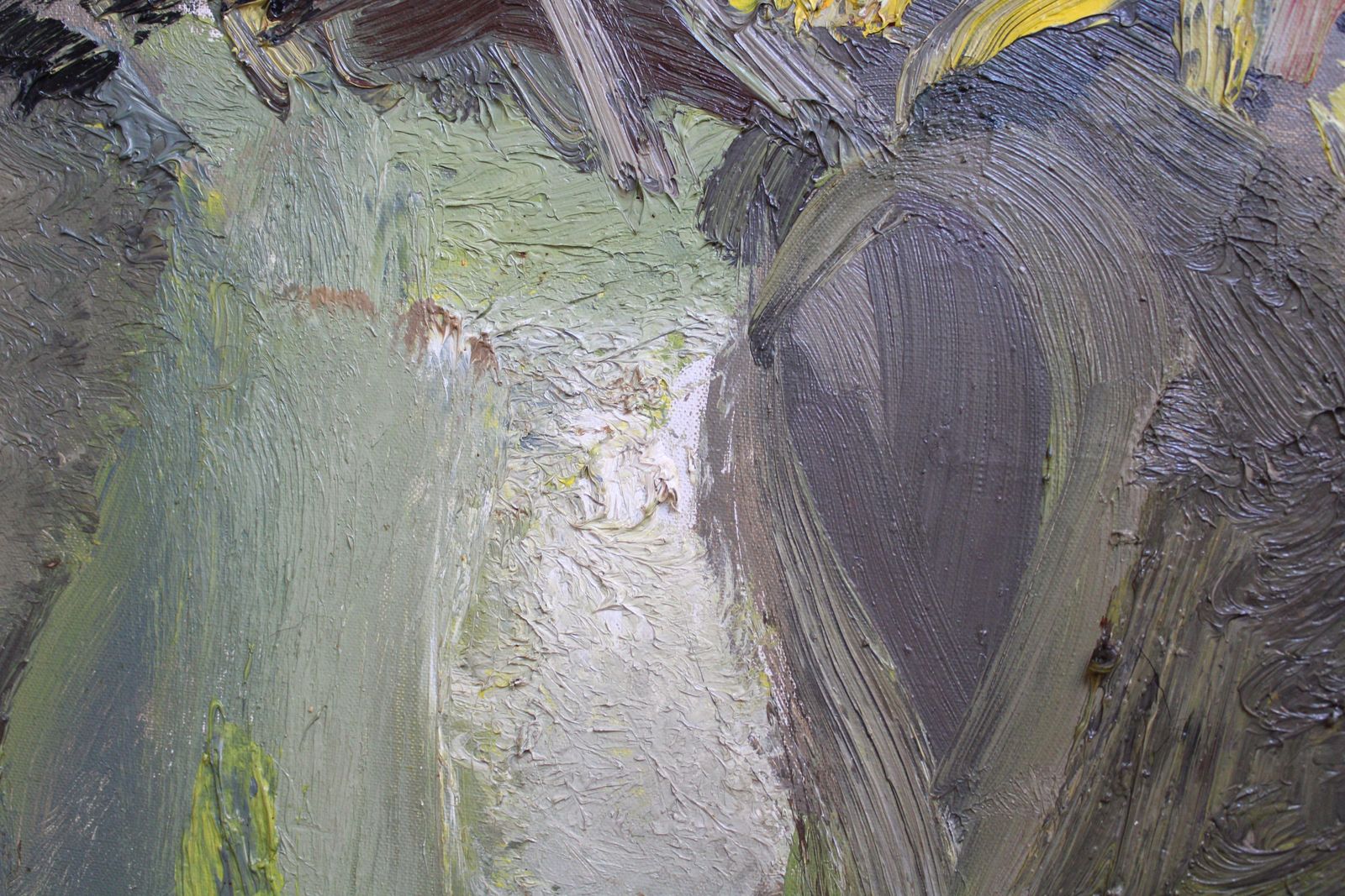 Inta Celminayellow Flowers. Canvas, Oil, 70x50 Cm photo vintage