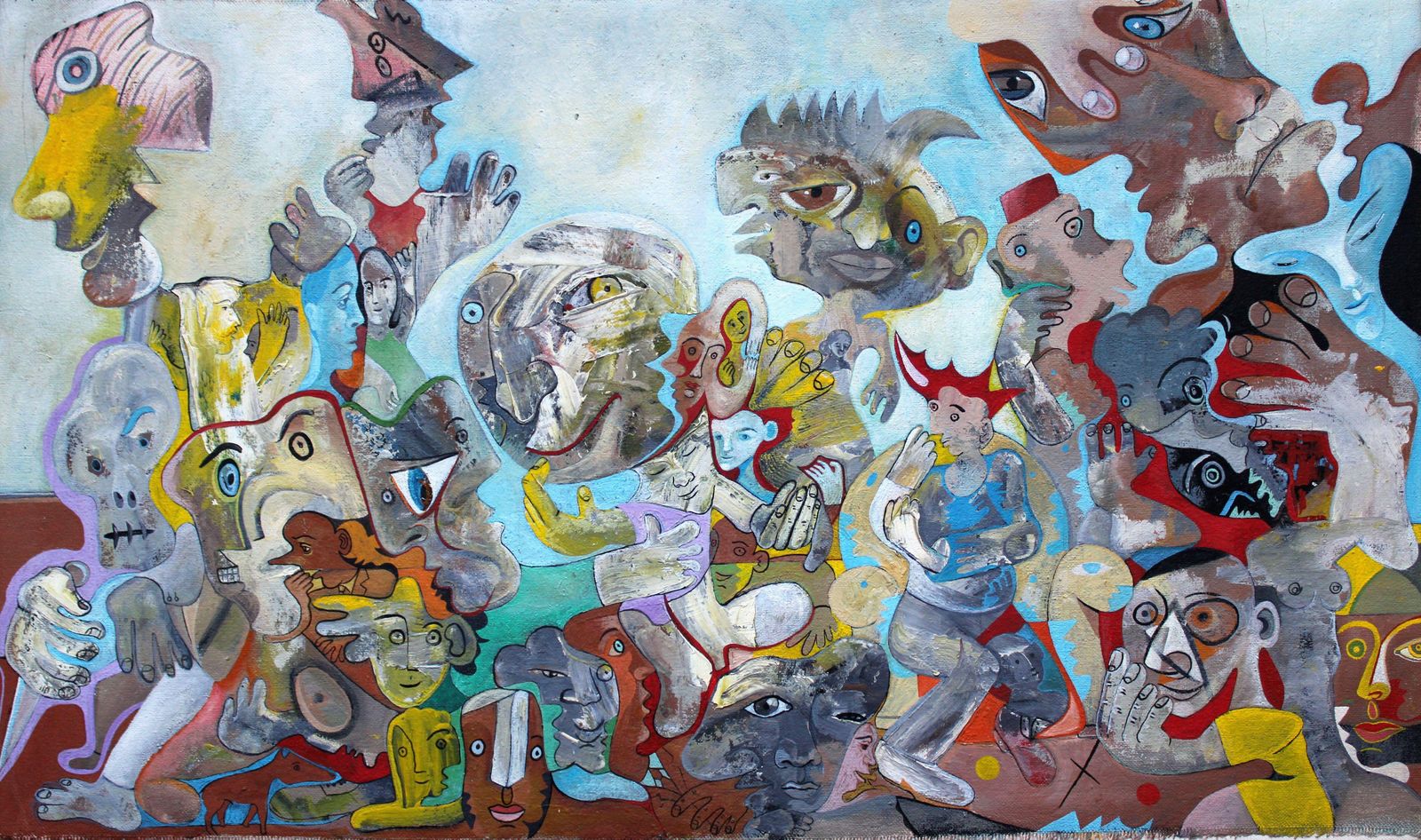 Meeting. Oil, Canvas, 46 X 77, 5 Cm
