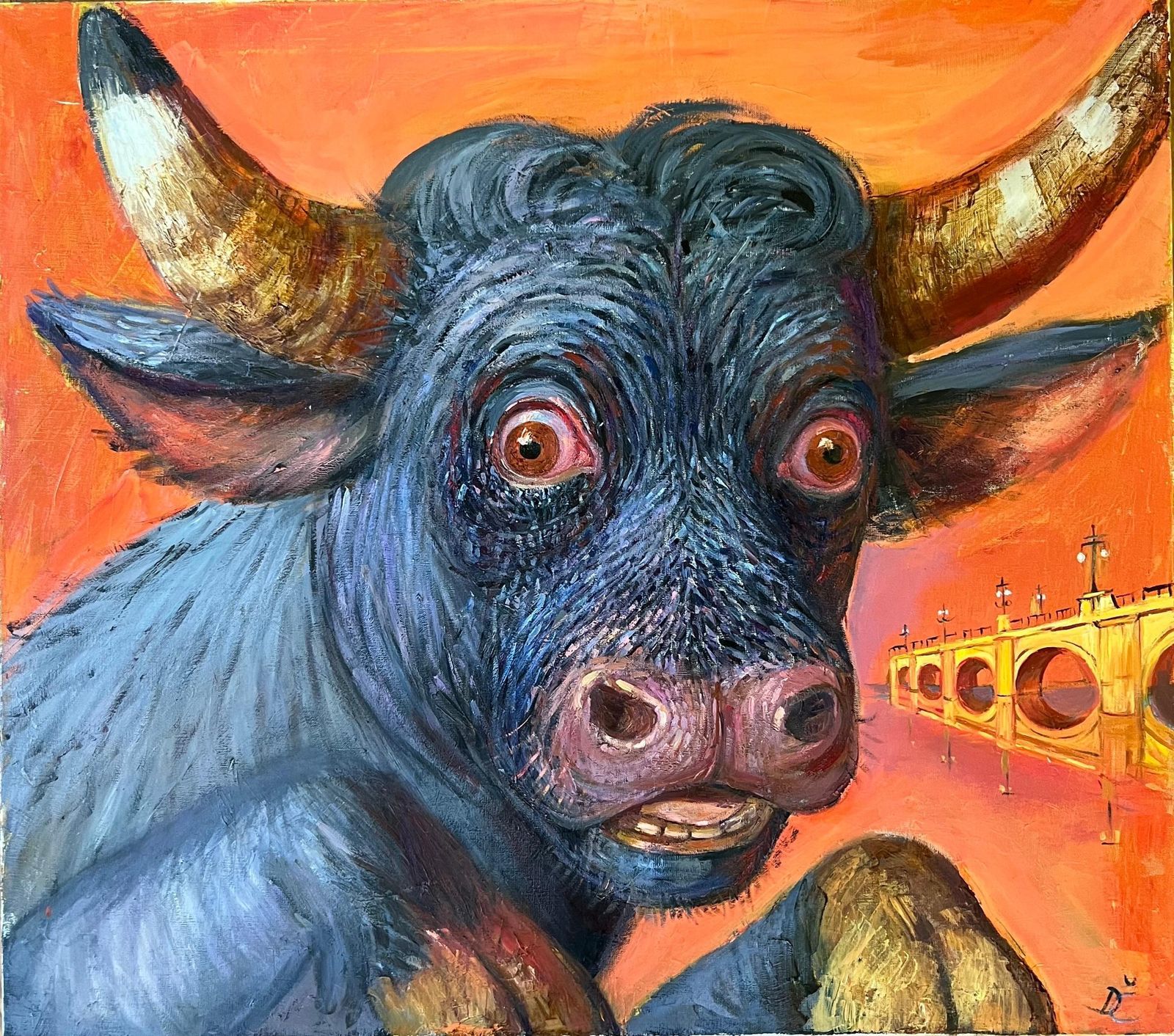Dagnia Cherevichnikaportrait Of A Bull. 2024, Oil On Canvas, 80x90 Cm2024