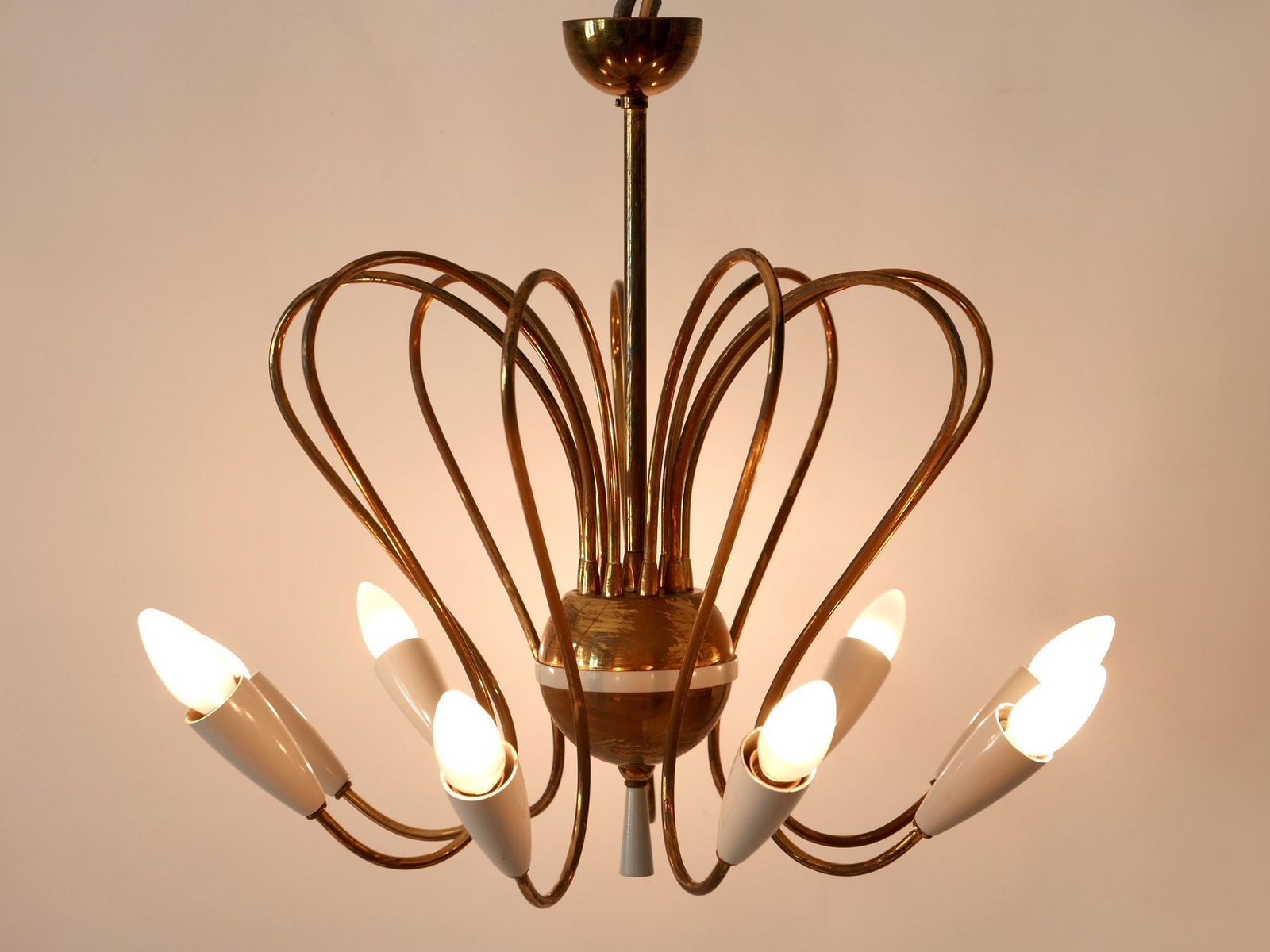 Rare Mid Century Modern Nine Flamed Sputnik Chandelier Or Pendant Lamp, 1950s photo furniture