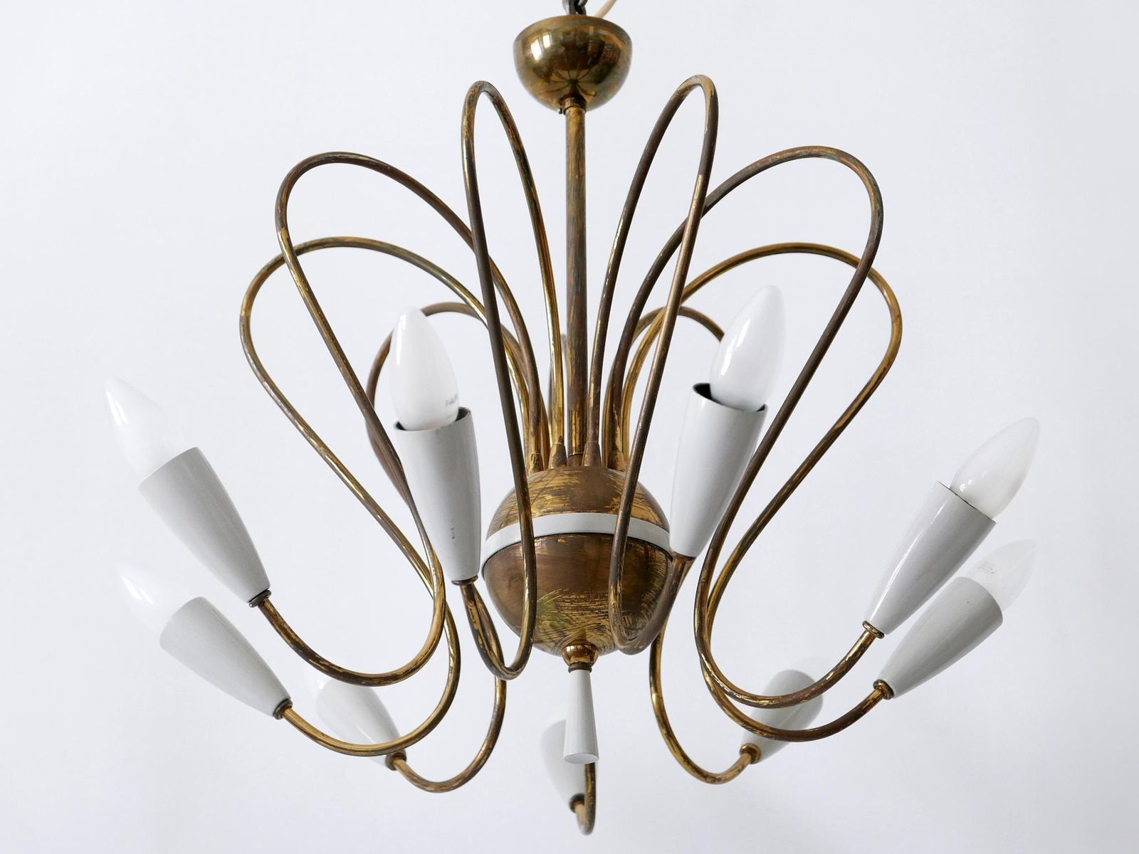 Rare Mid Century Modern Nine Flamed Sputnik Chandelier Or Pendant Lamp, 1950s photo buy
