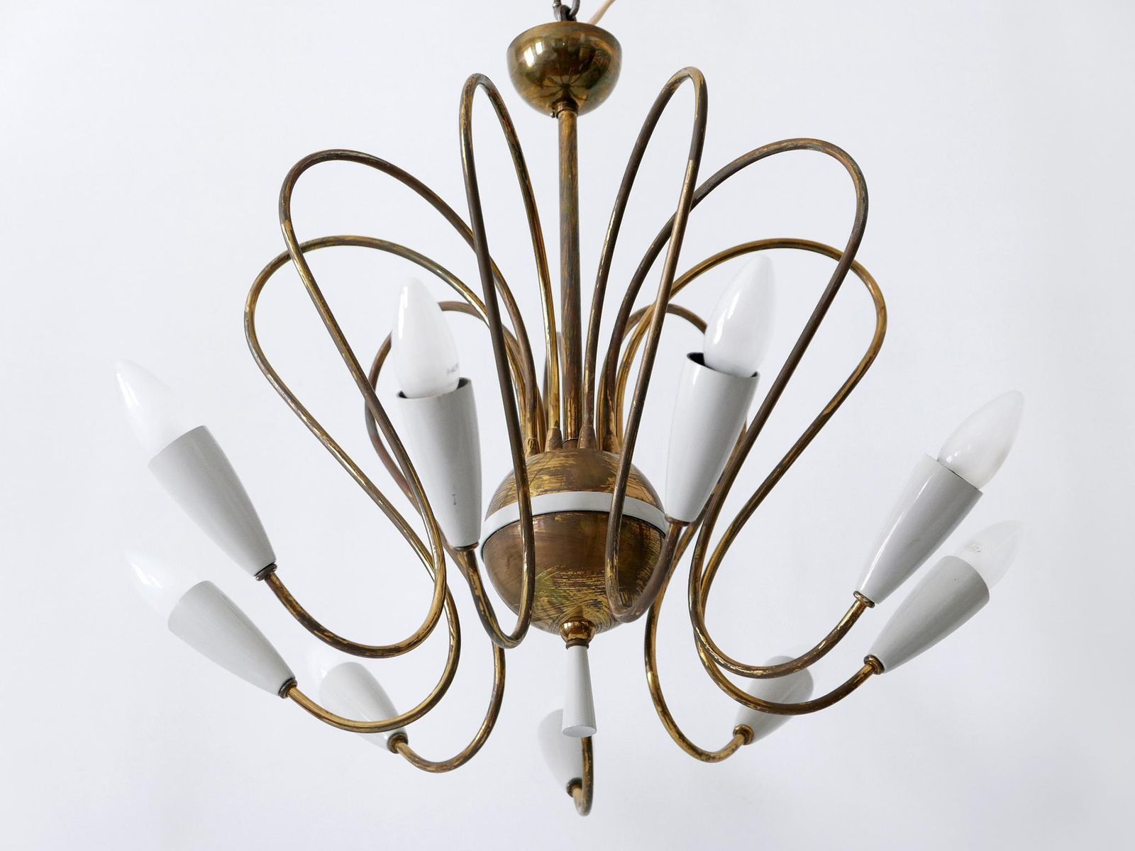 photo furniture Rare Mid Century Modern Nine Flamed Sputnik Chandelier Or Pendant Lamp, 1950s