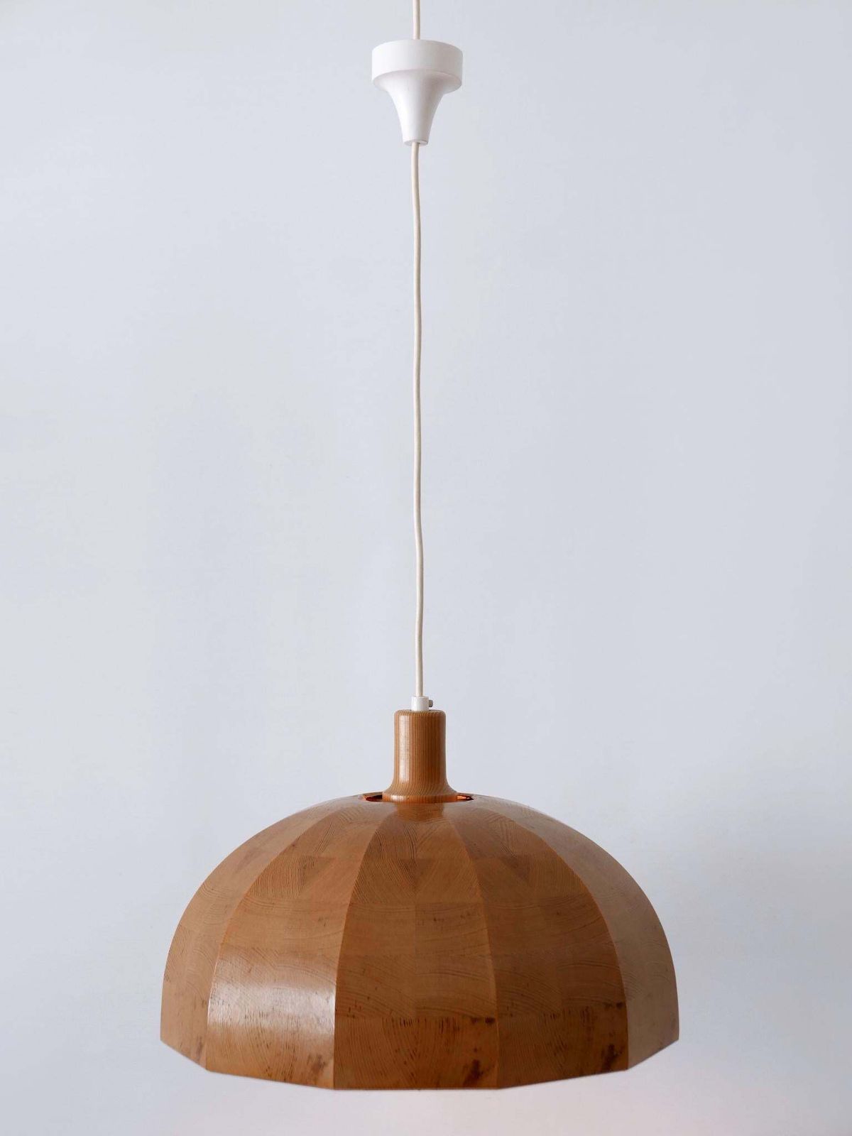 Rare Mid Century Modern Pine Wood Pendant Lamp Or Hanging Light Sweden, 1960s photo Lighting