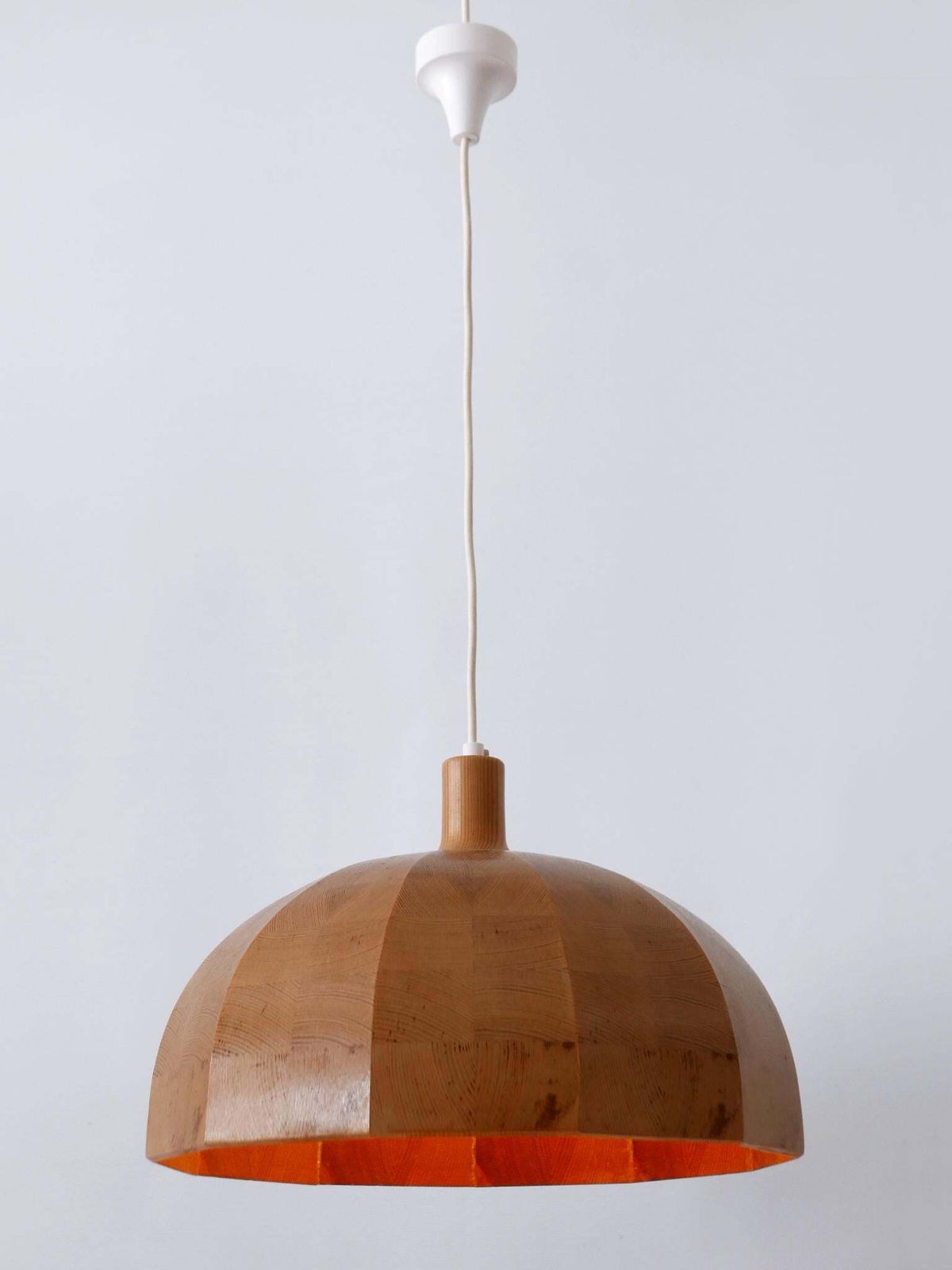 Rare Mid Century Modern Pine Wood Pendant Lamp Or Hanging Light Sweden, 1960s photo vintage