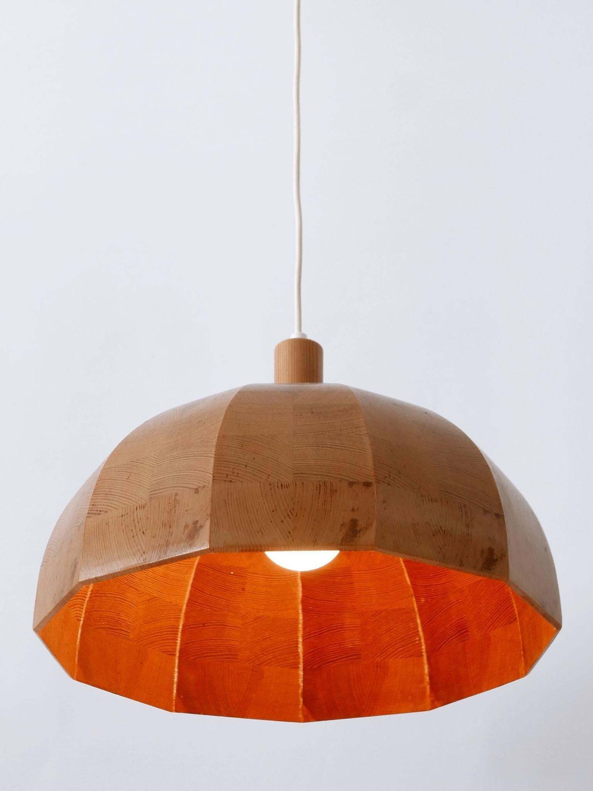 3762.0 Rare Mid Century Modern Pine Wood Pendant Lamp Or Hanging Light Sweden, 1960s photo