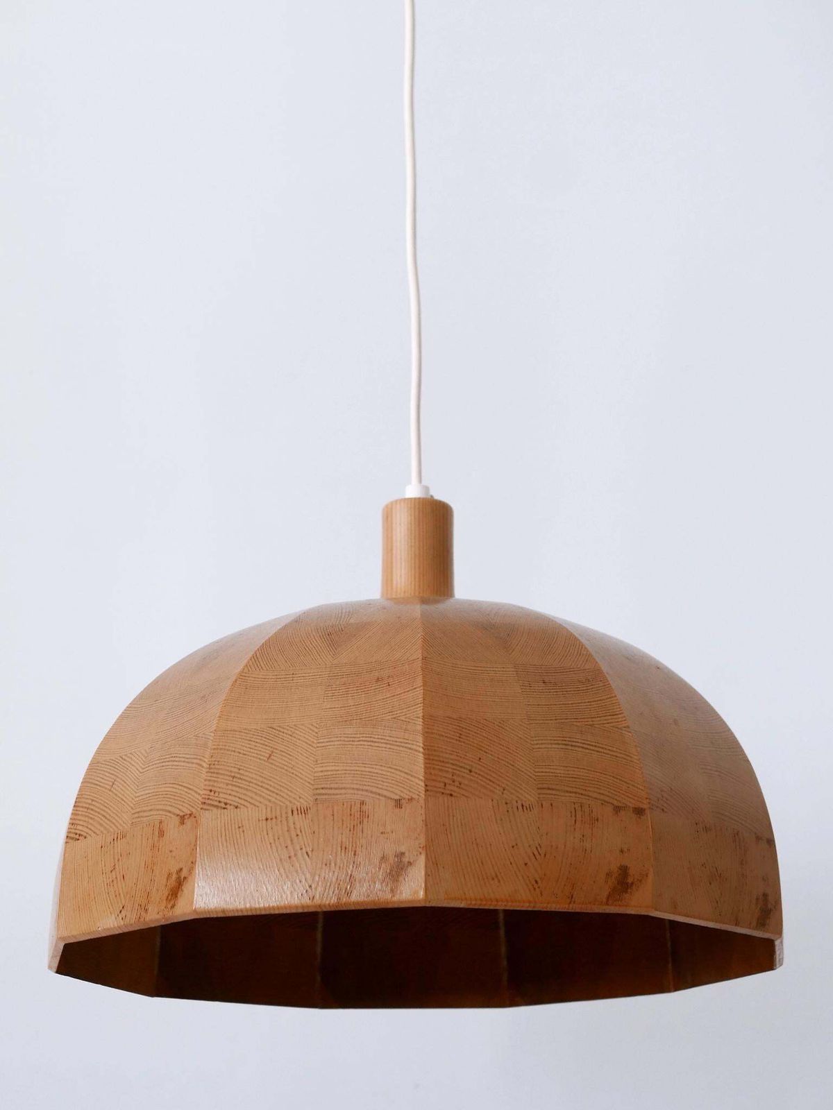 photo vintage Rare Mid Century Modern Pine Wood Pendant Lamp Or Hanging Light Sweden, 1960s