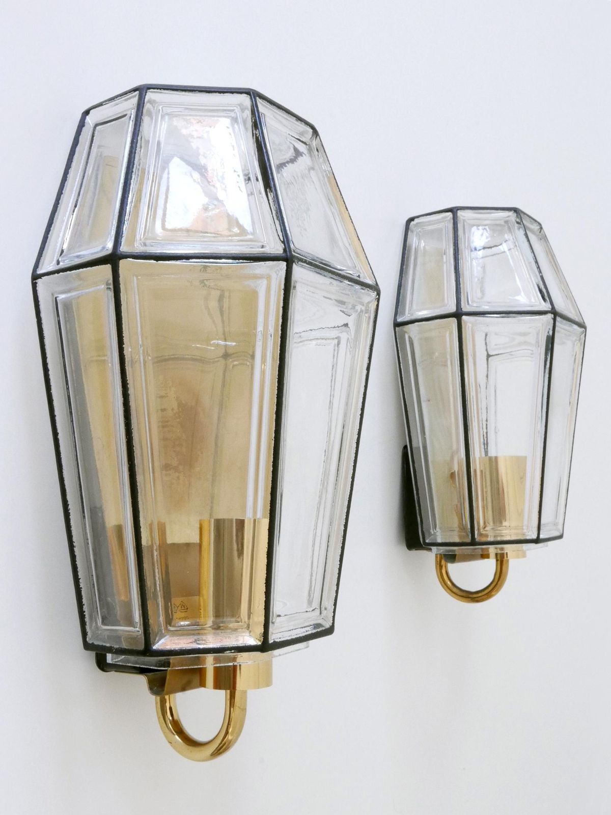 photo for sale Set Of Two Mid Century Modern Sconces Or Wall Fixtures By Glashütte Limburg