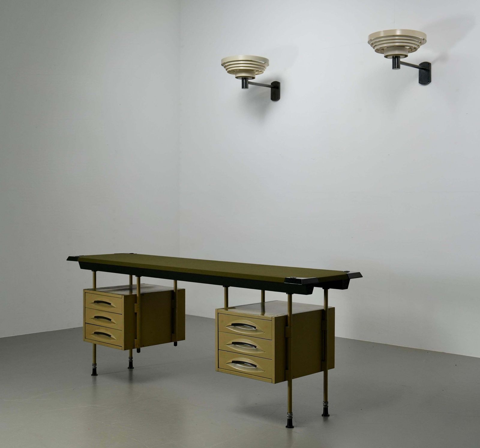 Set Of 3 Wall Lights In Metal And Glass, Europe, 1960's photo Lighting