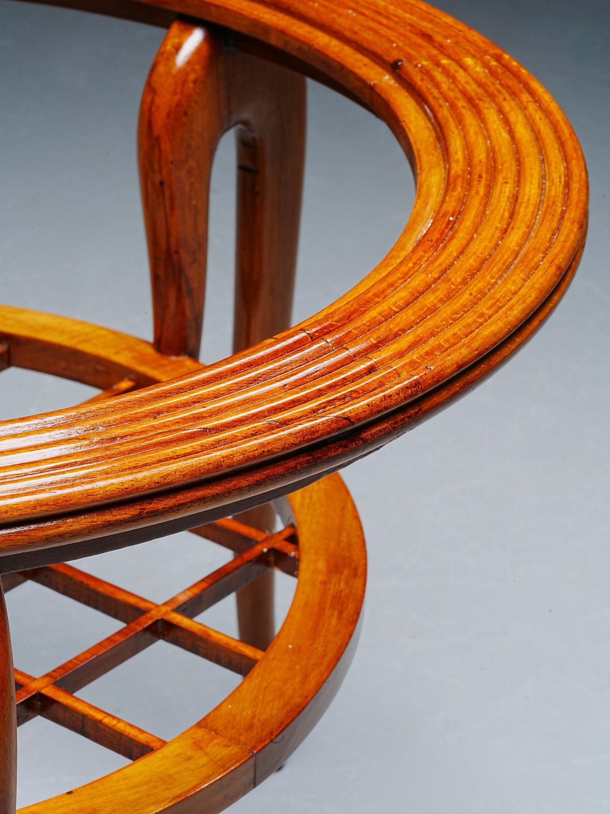 photo furniture Round Coffee Table In Walnut And Glass, Italy, 1950's