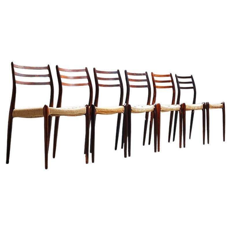 Set Van 6 Niels Otto Møller Stoelen In Hout, Denemarken, Jaren 1960