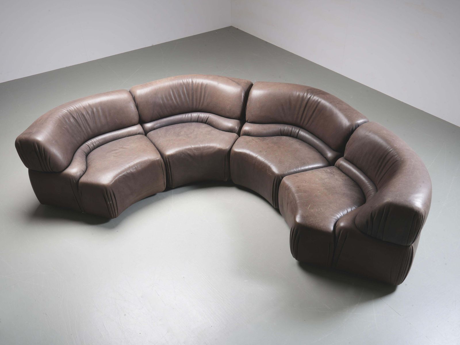 De Sede 'Cosmos' Ds28 Modular Sofa In Grey / Brown Leather, Switzerland, 1970's photo furniture