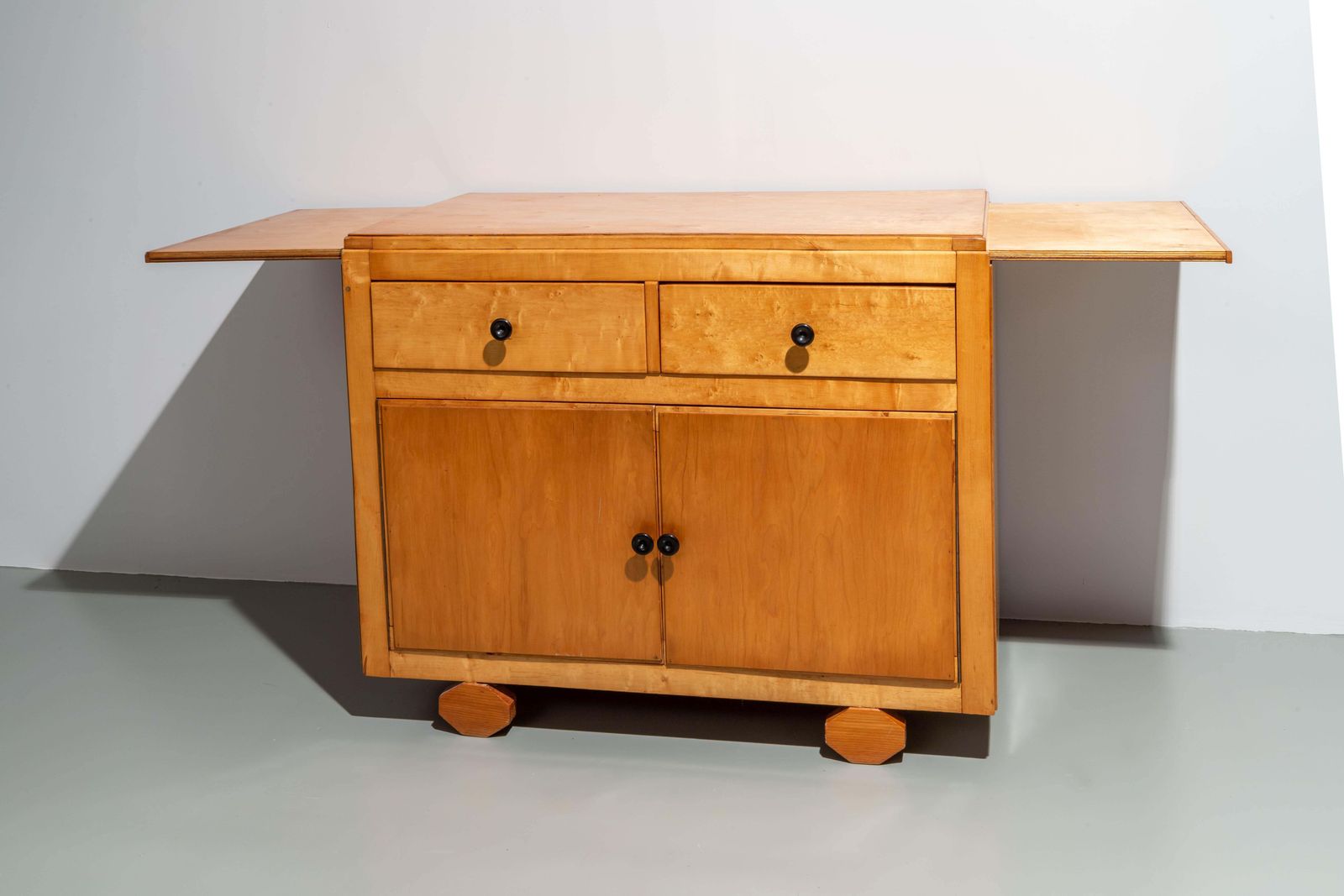 Small French Two Door Cabinet With Extractable Side Leafs In Wood, 1970's photo 1920.0