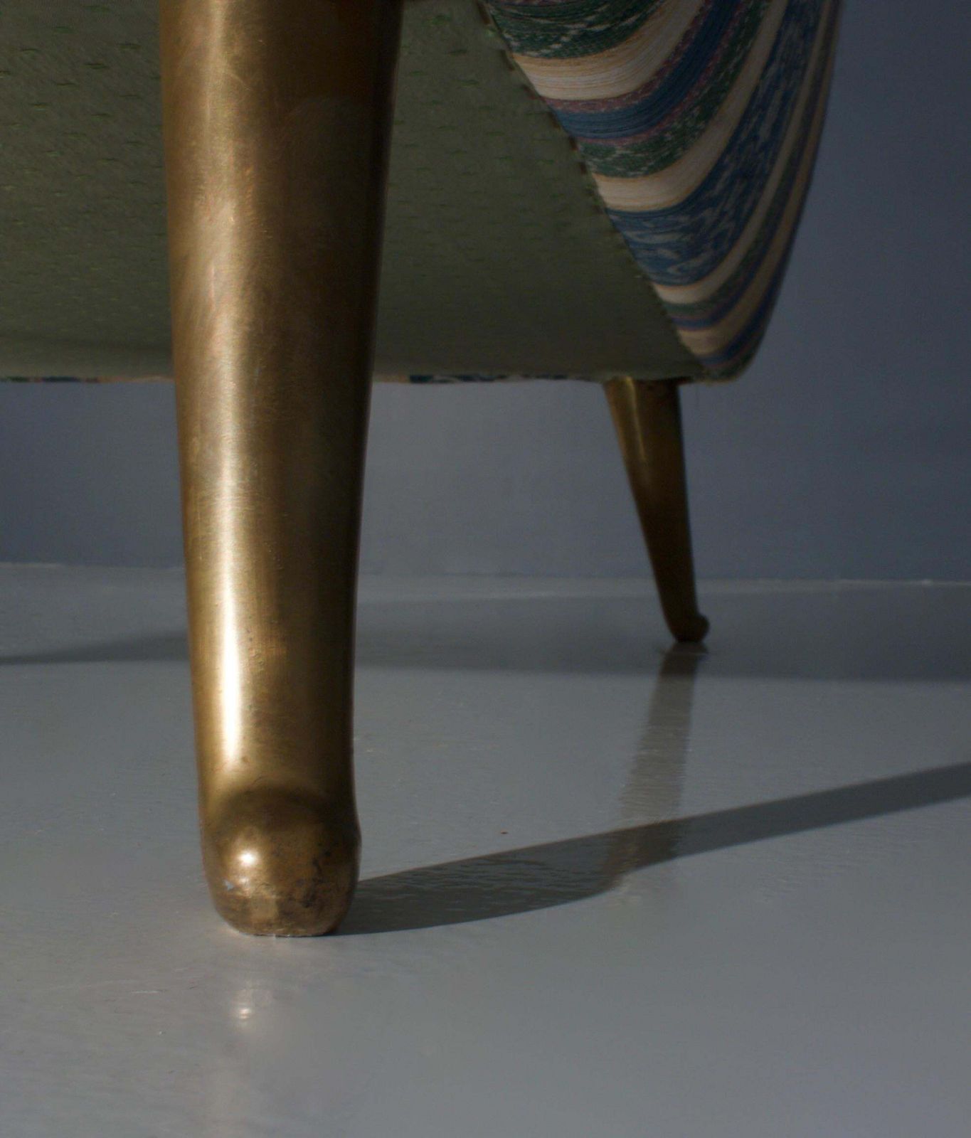 Set Of Two Lounge Chairs By I.S.A. In Silk Upholstery And Brass, Italy, 1950s photo buy