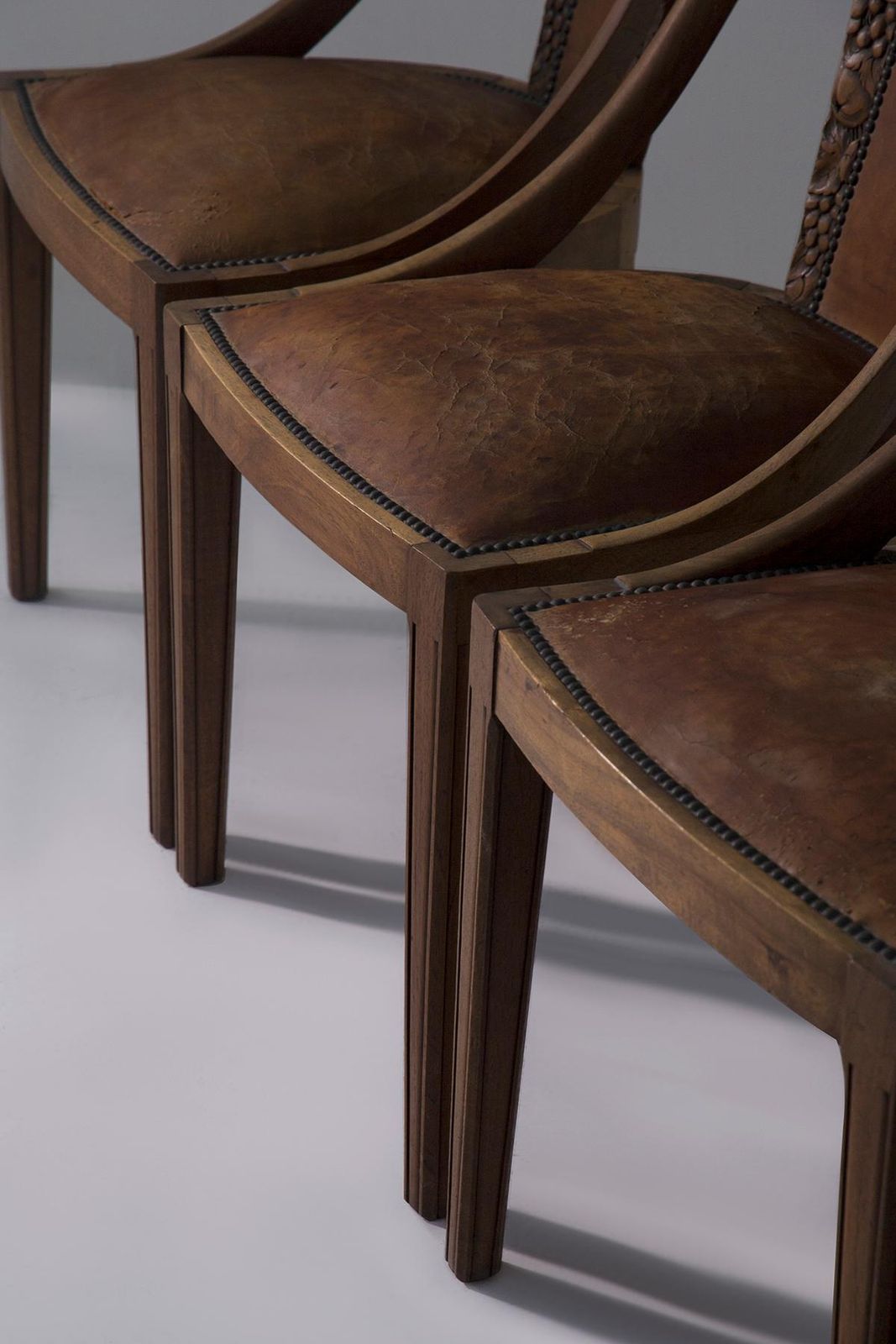 photo furniture Set Of Six Art Nouveau Style Chairs With Grape Wood Inlays