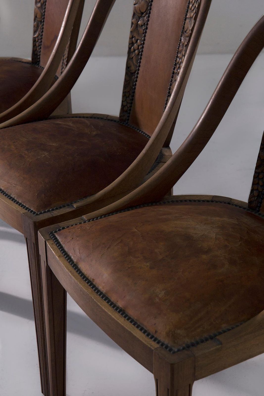 Furniture Set Of Six Art Nouveau Style Chairs With Grape Wood Inlays photo