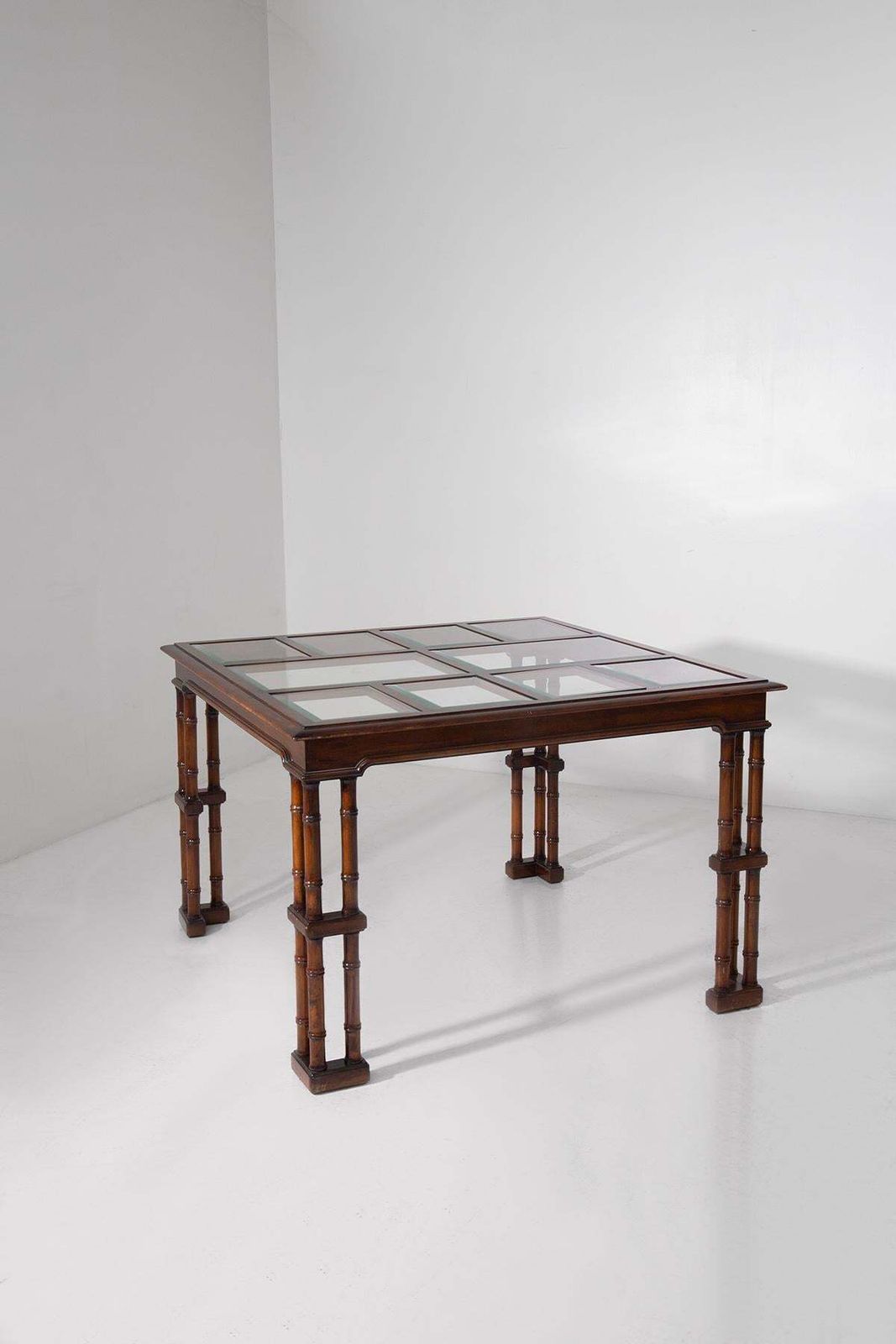 Gregotti's Faux Bamboo Buffet Tables With Cut Glass Shelves photo furniture