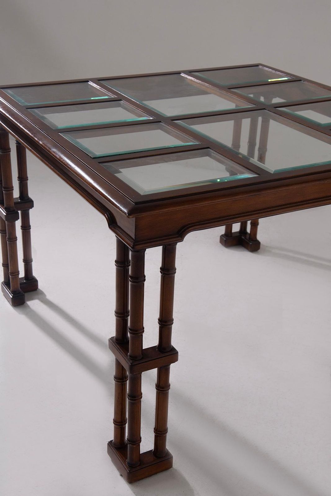 Gregotti's Faux Bamboo Buffet Tables With Cut Glass Shelves photo vinterior