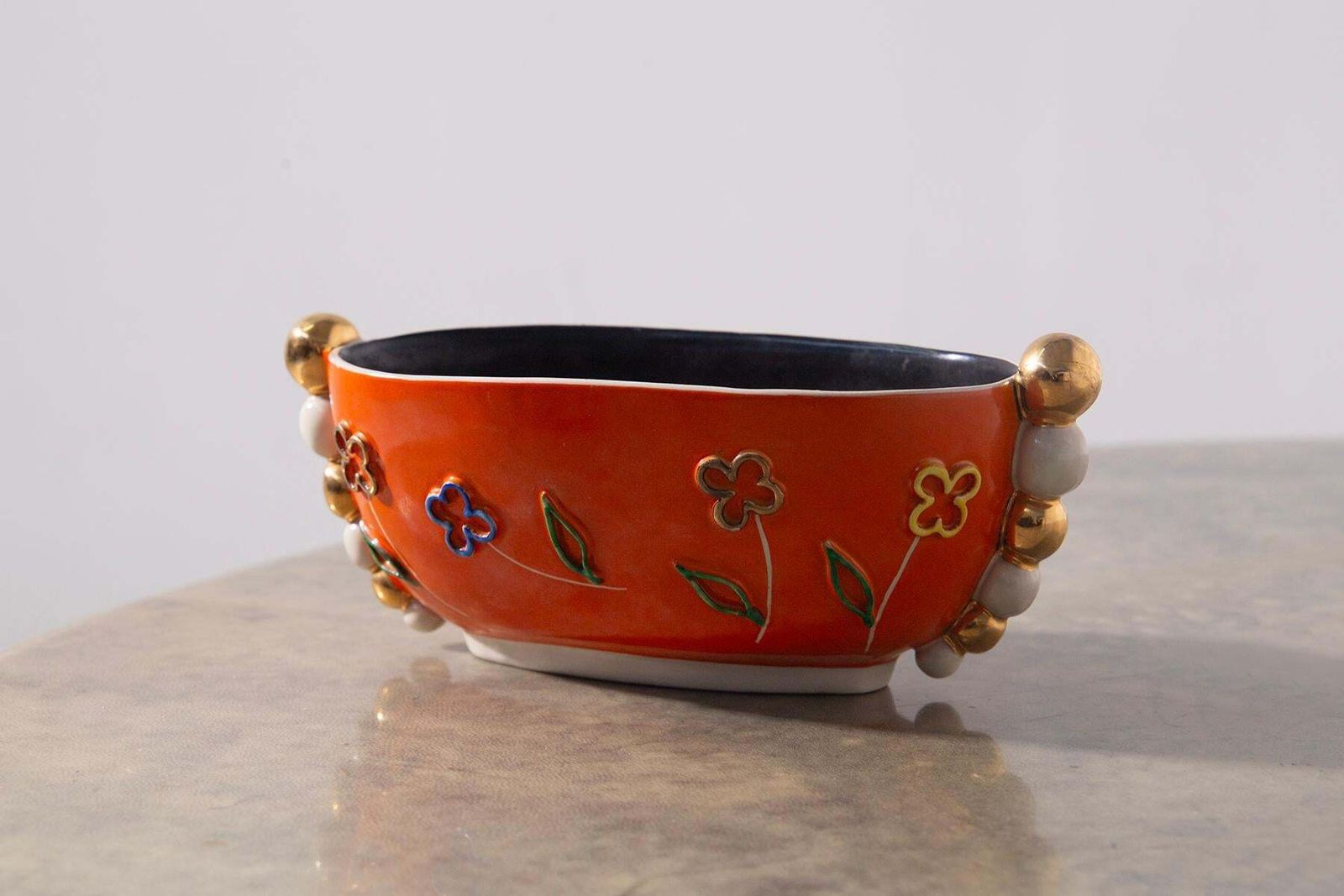 Pucci Italian Ceramics Vase In Orange And Yellow, Label photo for sale