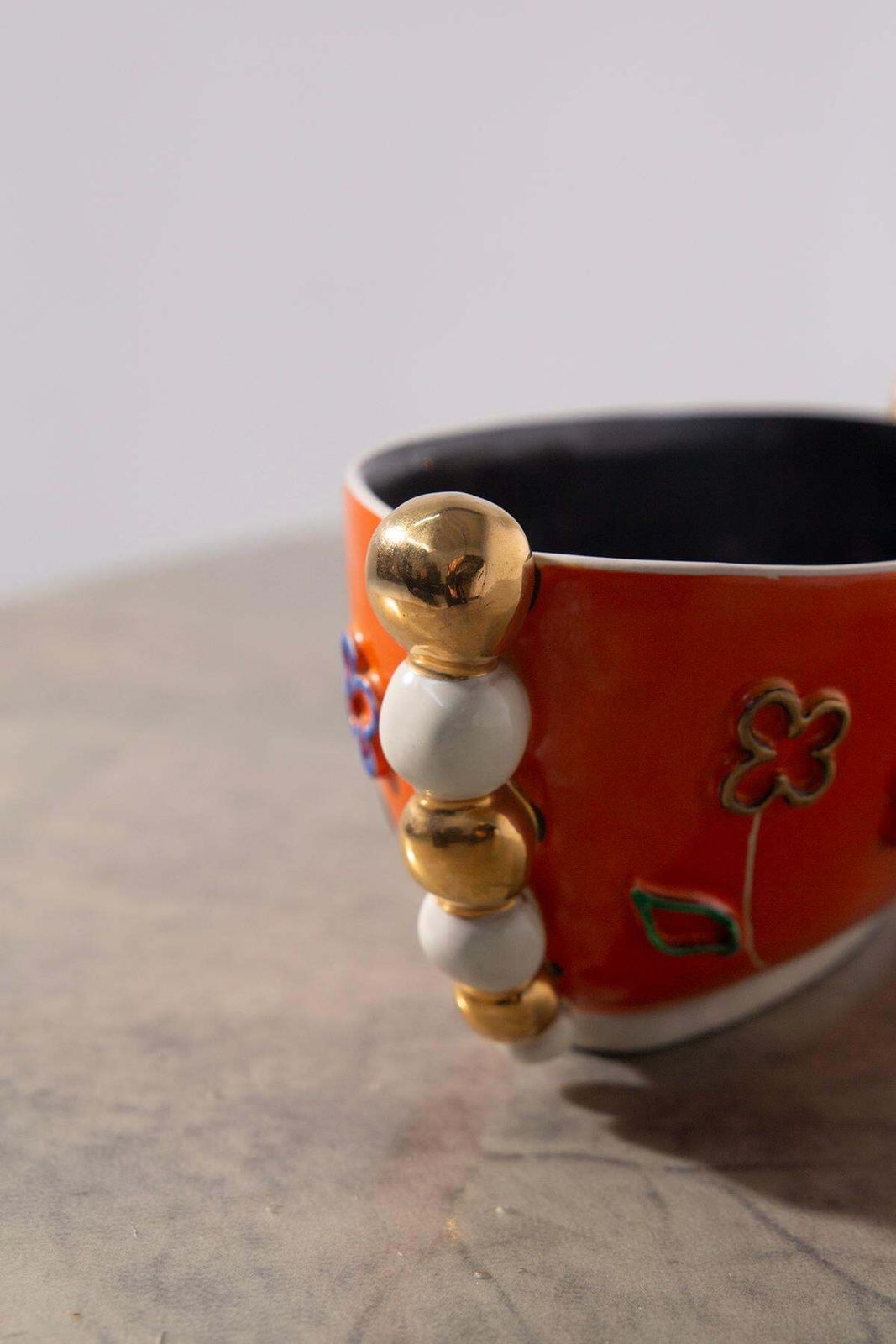 Pucci Italian Ceramics Vase In Orange And Yellow, Label photo vinterior