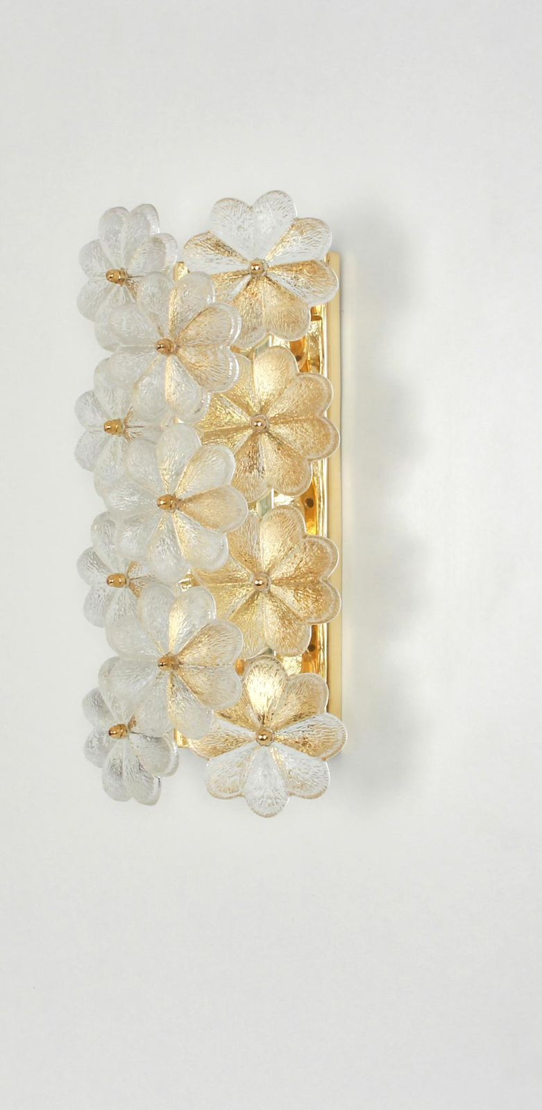 1 Of 2 Stunning Murano Glass Flower Wall Lights By Ernst Palme, Germany, 1970s photo vintage