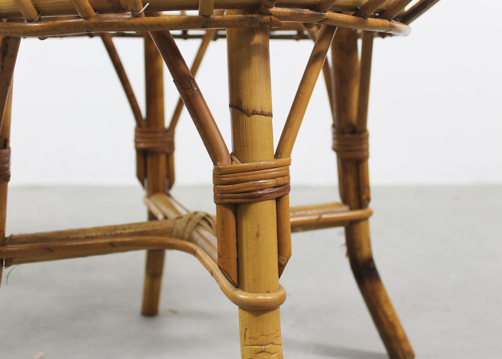 Franco Albini Set Of Two Stools In Rattan And Bamboo Italian Manufacture 1960s photo Furniture