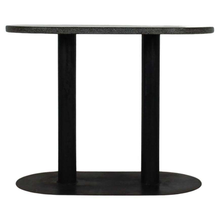Gabetti & Isola Console Table In Black Lacquered Metal And Granite By Arbo 1970s