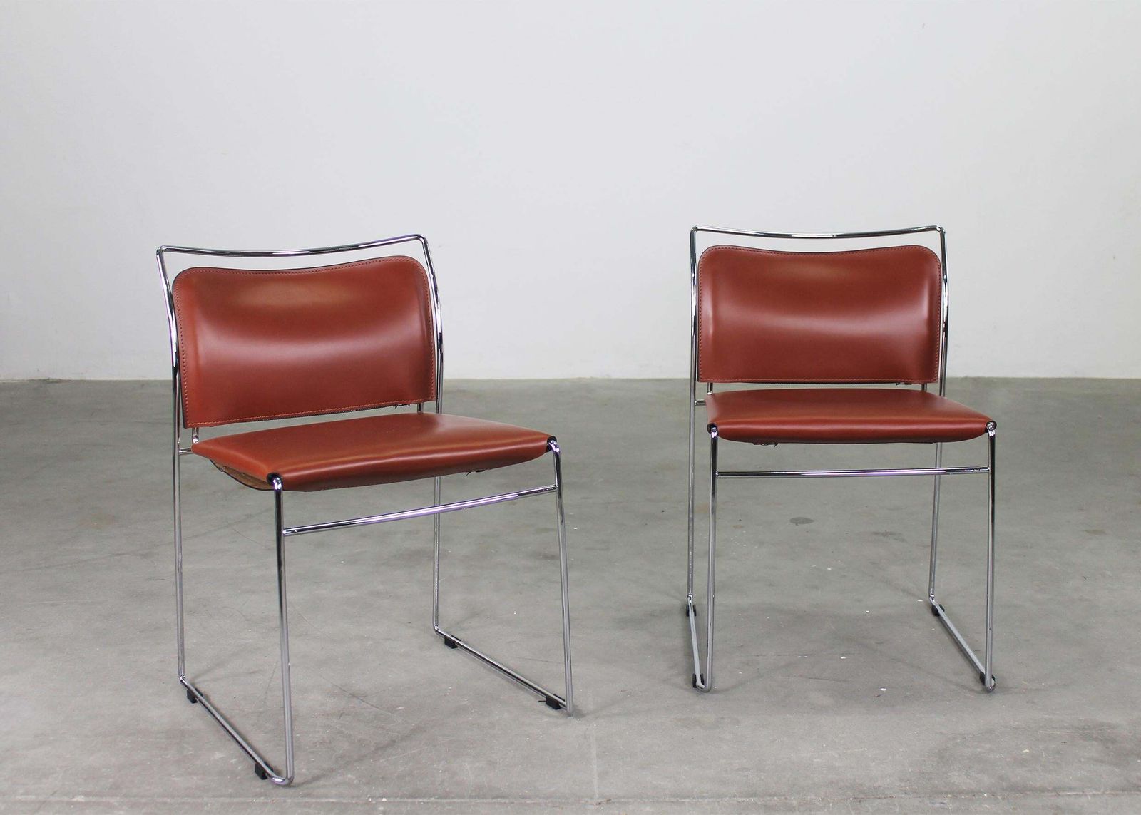 Furniture Kazuhide Takahama Set Of Twelve Tulu Chairs In Leather And Steel By Simon Gavina photo