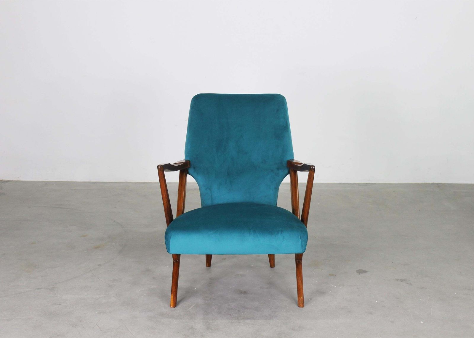 Giuseppe Scapinelli Set Of Two Armchairs In Walnut Wood And Fabric 1950s photo Furniture