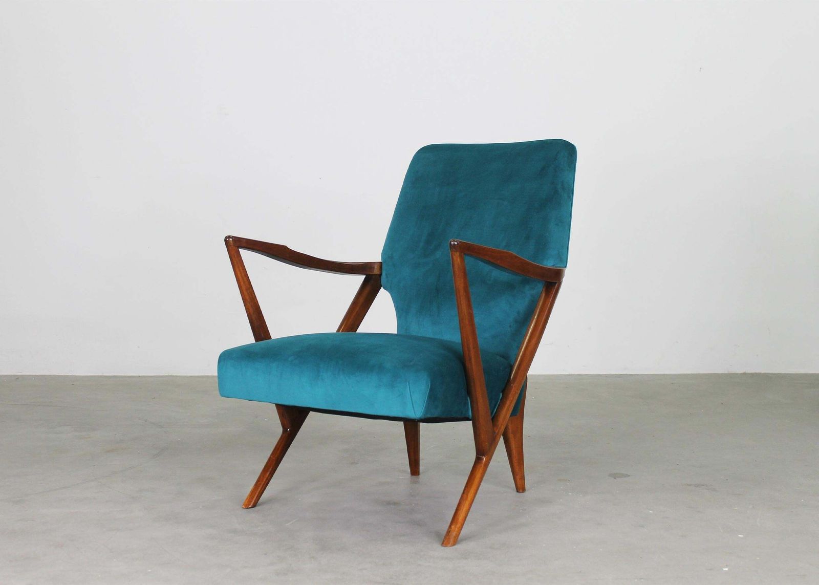 Giuseppe Scapinelli Set Of Two Armchairs In Walnut Wood And Fabric 1950s photo buy