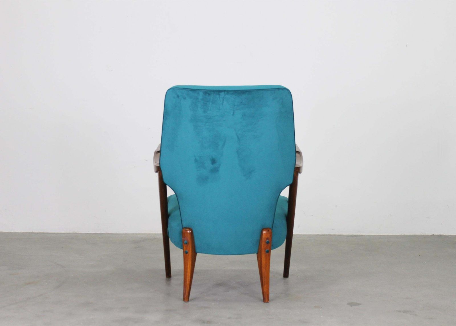 photo for sale Giuseppe Scapinelli Set Of Two Armchairs In Walnut Wood And Fabric 1950s