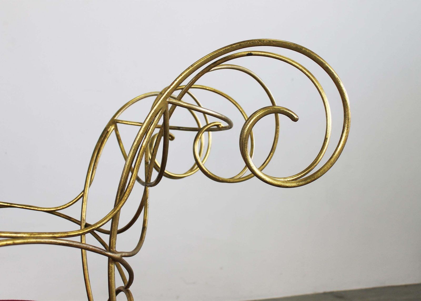 photo vinterior Andrè Dubreuil Ram Armchair In Iron And Red Velvet By Ceccotti 1990s