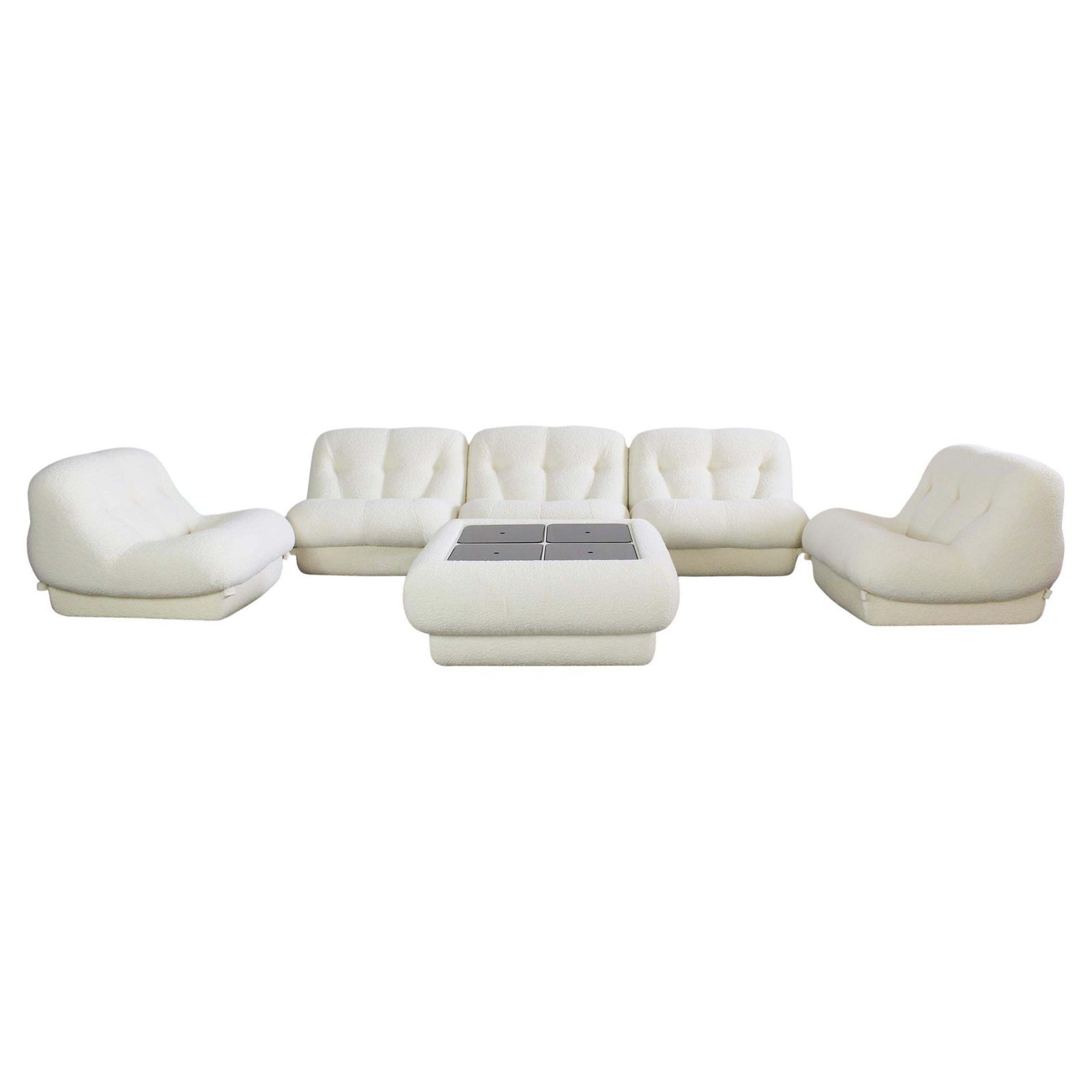 Rino Maturi Nuvolone Living Room Set In White Boucle By Mimo Padova 1970s Italy