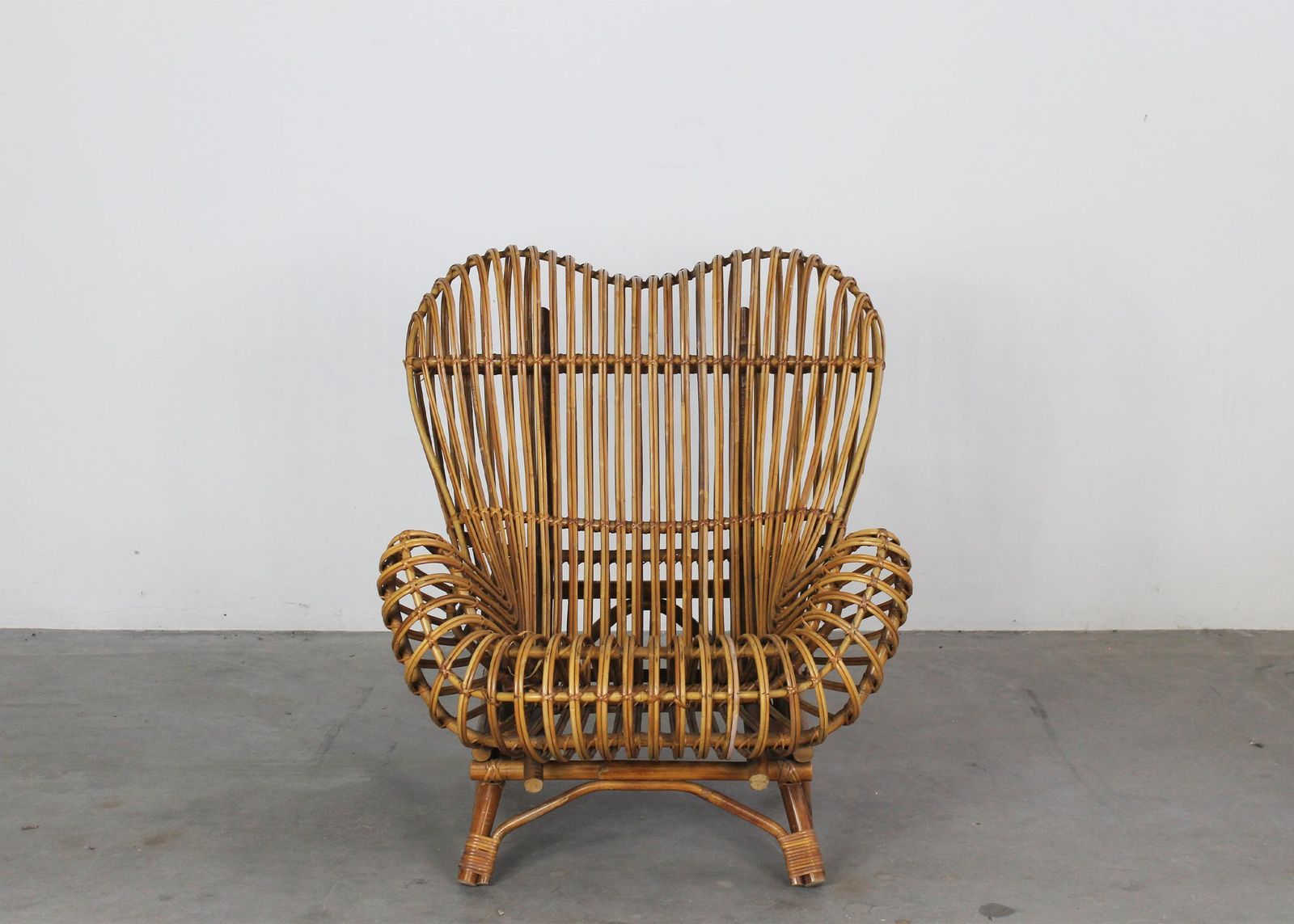 Franco Albini Gala Armchair In Rush And Rattan Cane By Bonacina 1951 photo Furniture