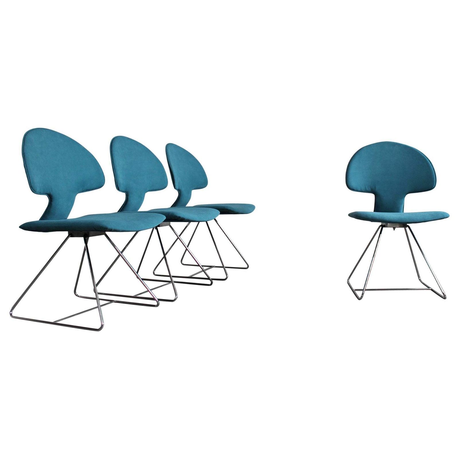 Vittorio Introini Set Of Four Longobarda Dining Chairs By Saporiti 1960s Italy